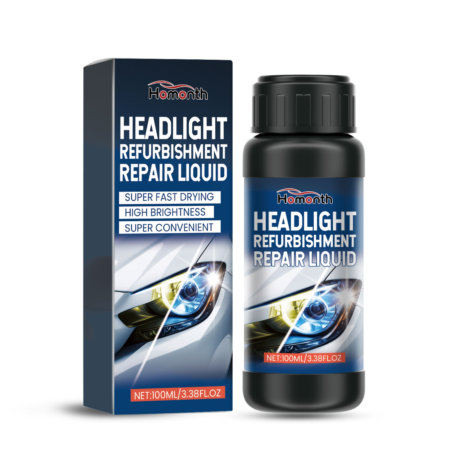 HOMONTH bottle with ridged cap and automotive carton
