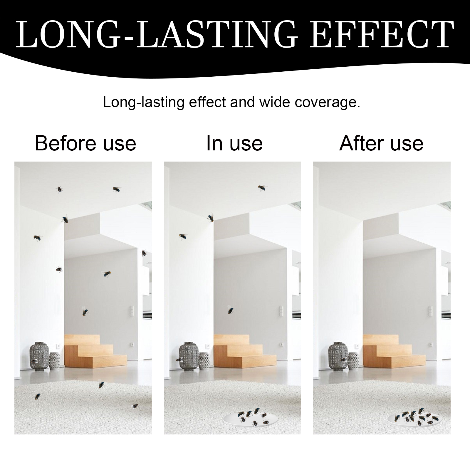 Fly bait comparison with gathered and fewer flies