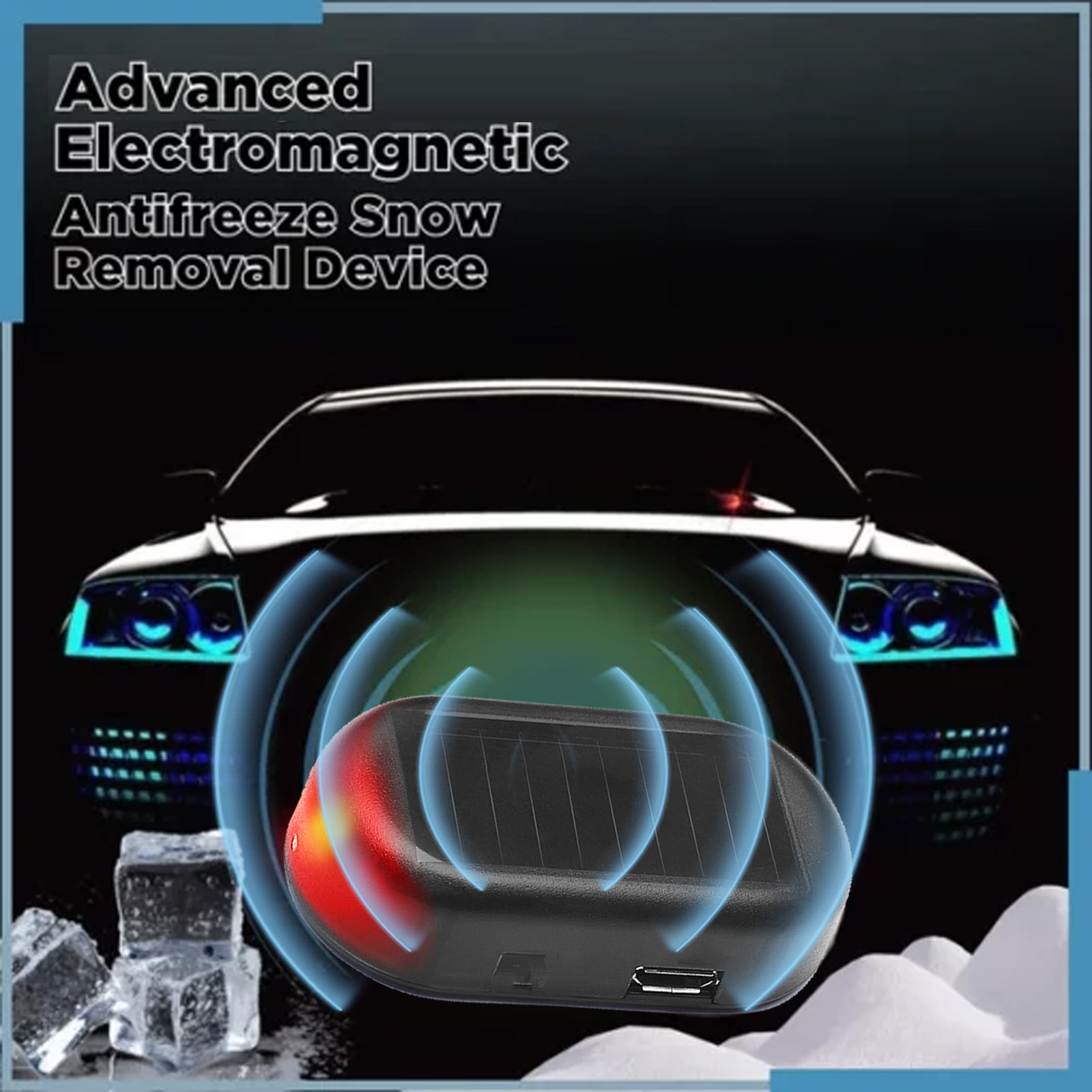 Anti-freeze device with blue electromagnetic wave illustration