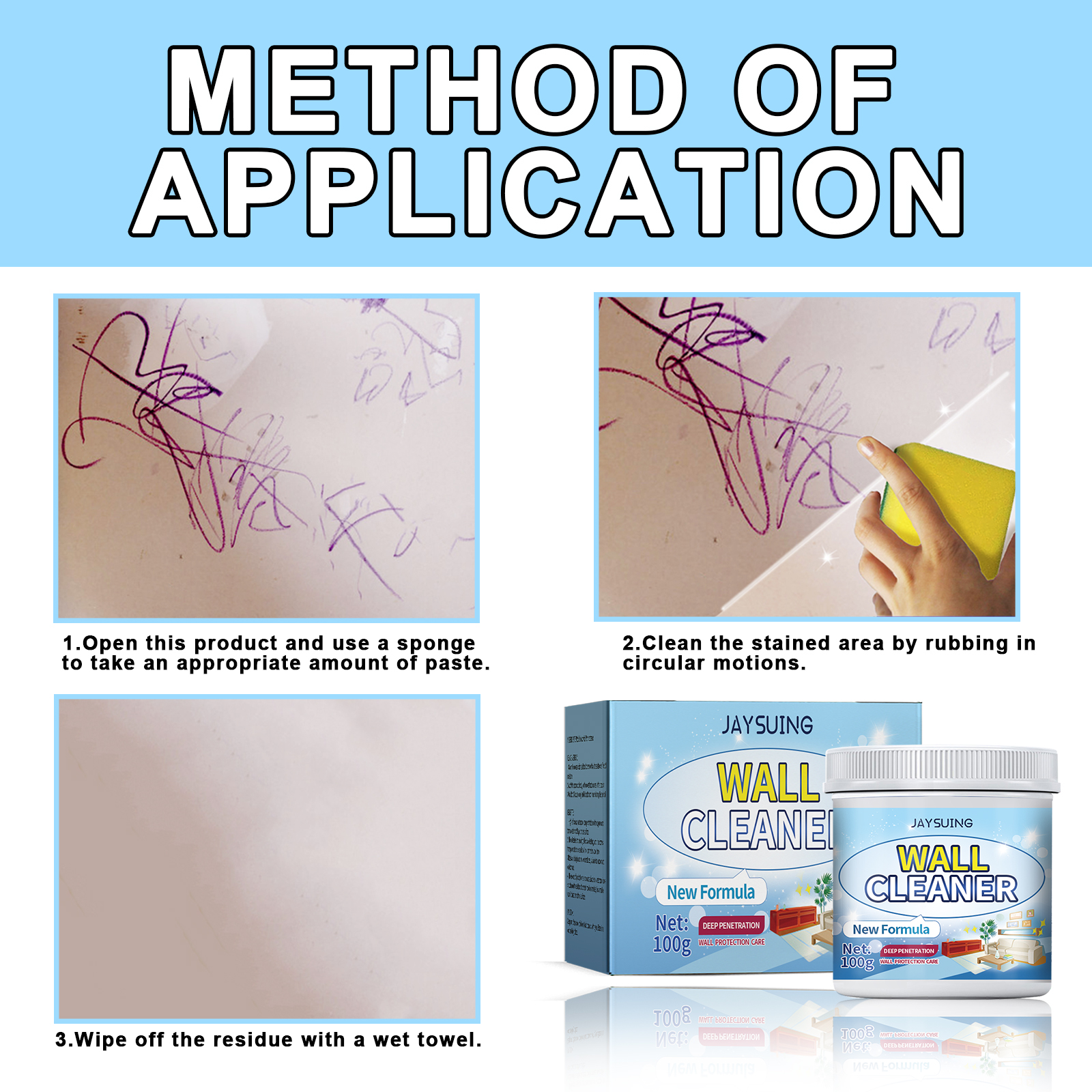 Wall Mending Paste, White Wall Stain Graffiti Cover Repair W