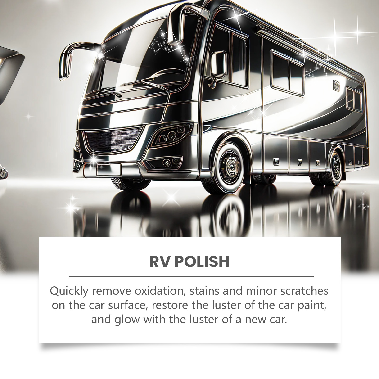Polished recreational vehicle with bright reflective paint