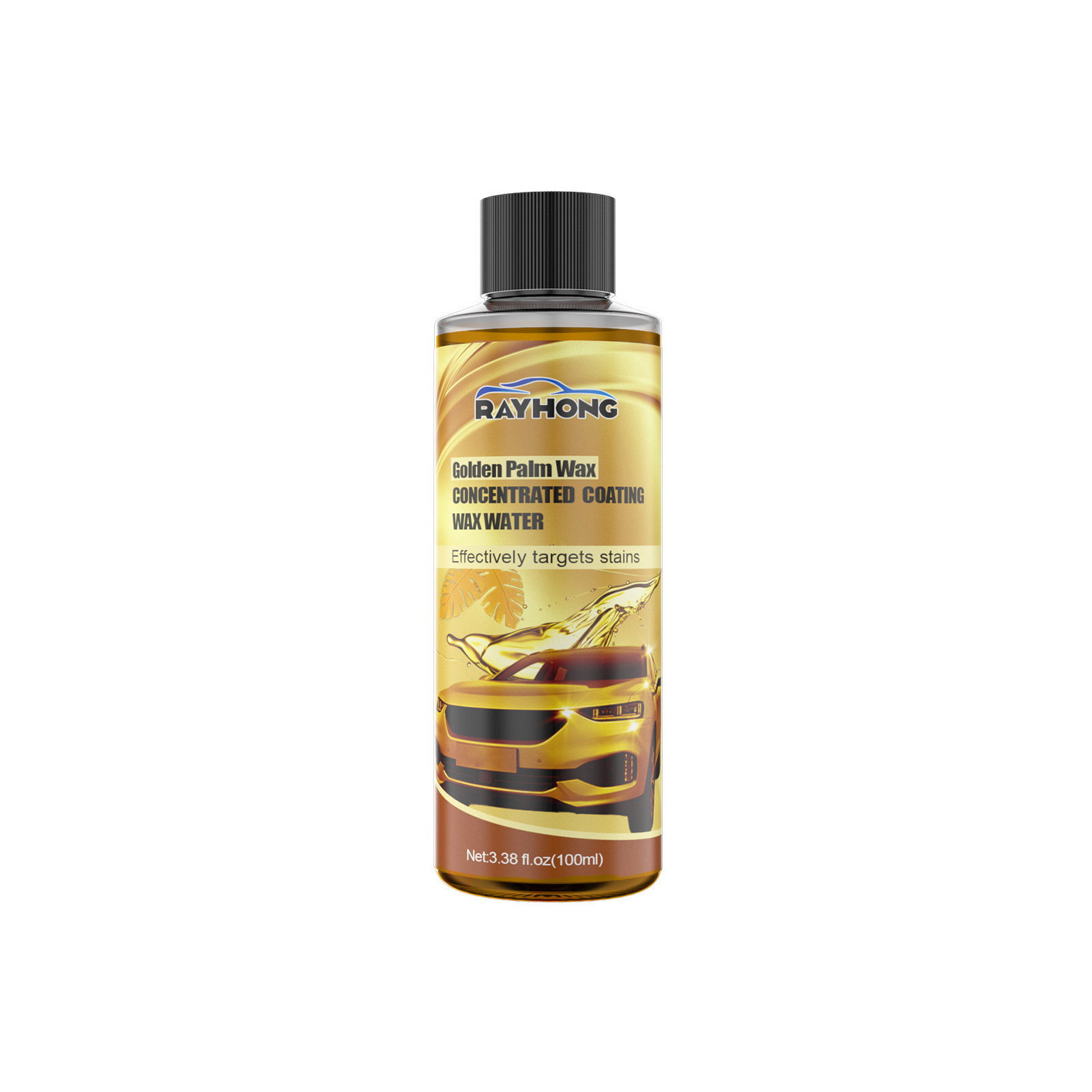 Compact wax bottle beside matching automotive carton