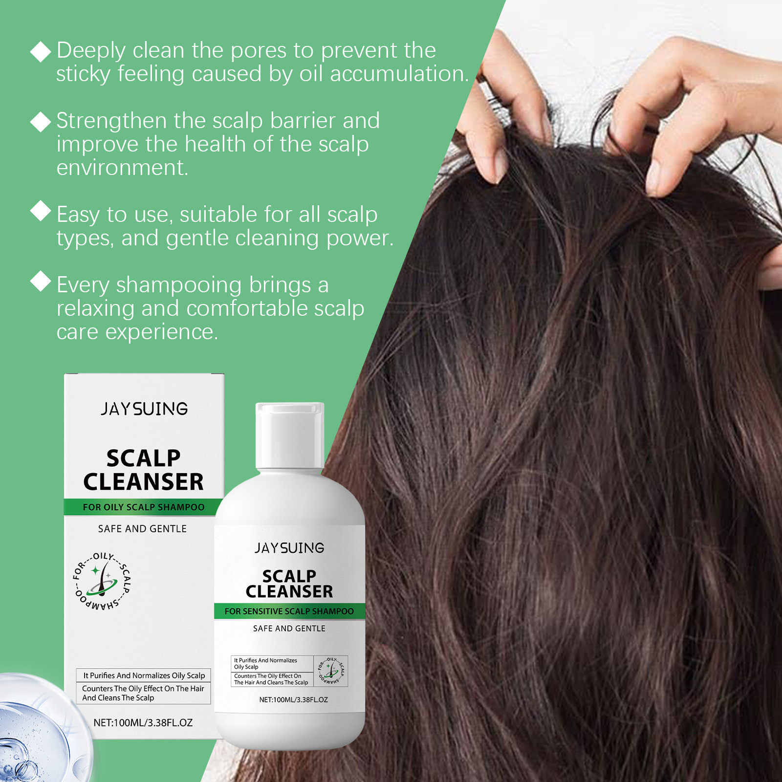 Scalp cleanser with deep cleansing hair care claims