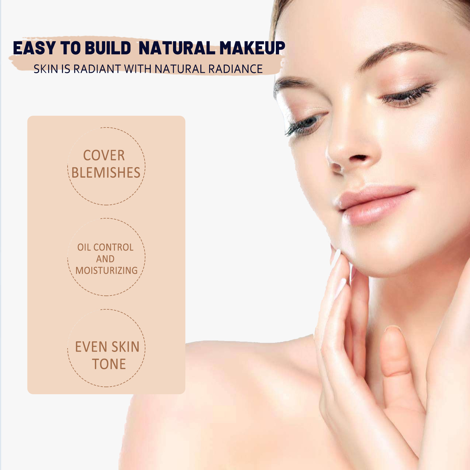Luminous skin showing moisturizing and oil-control claims