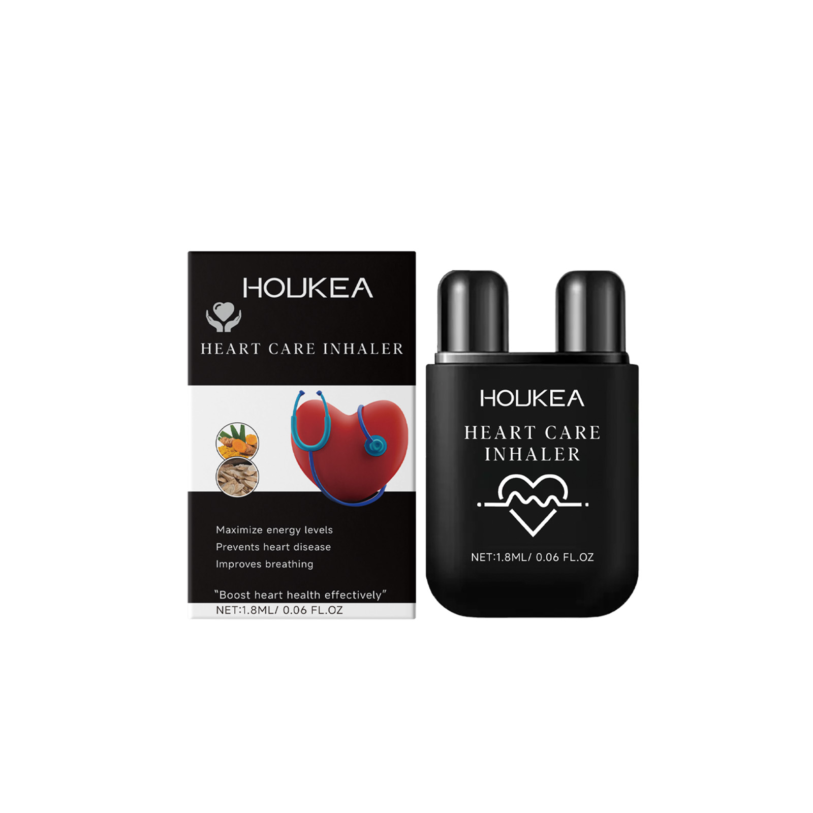 HOUKEA Heart Care Inhaler dual-pod product and packaging displayed on white background