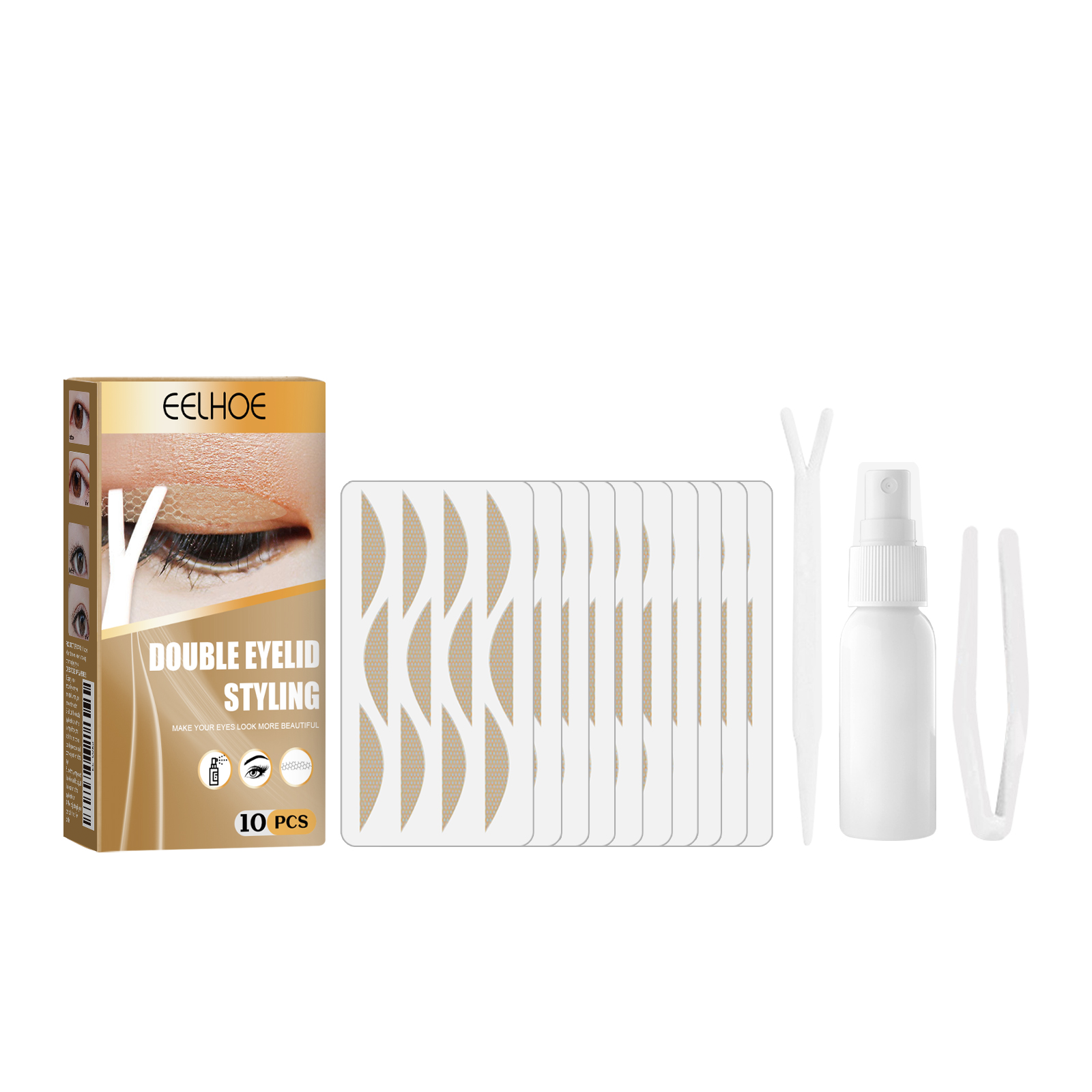 Double Eyelid Styling, Eyelet Lace Mesh Invisible Glue-Free Breathable Super Stick Long Lasting Clip