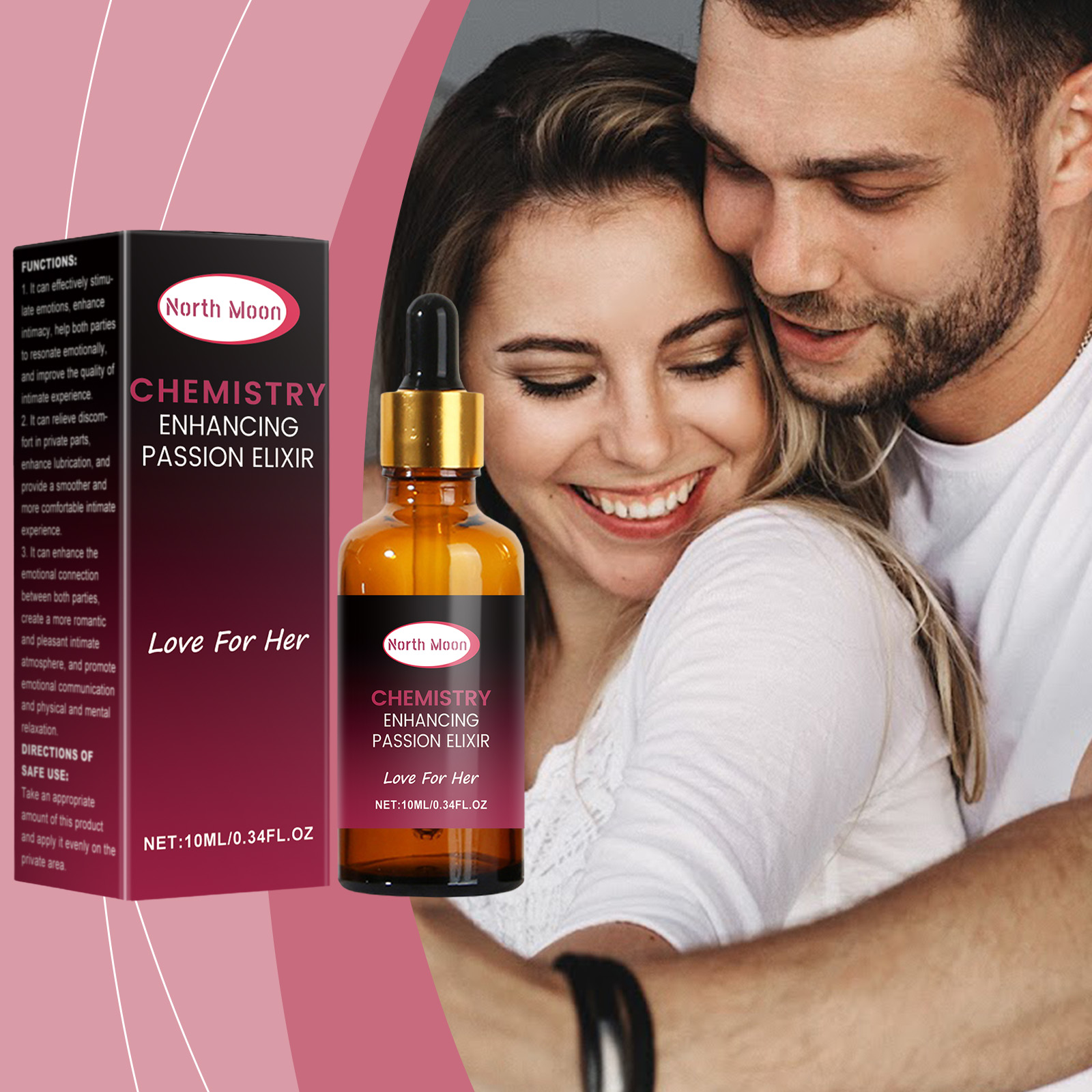 Affectionate couple with romantic serum presentation