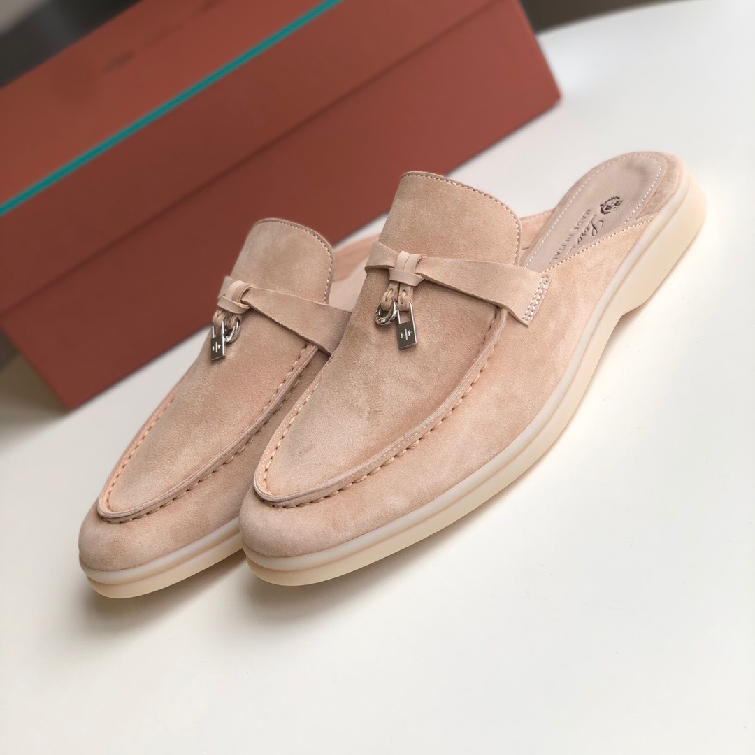 Women's slippers LP leather flat bottomed lazy person comfortable one foot kick Mueller cool mop image 10