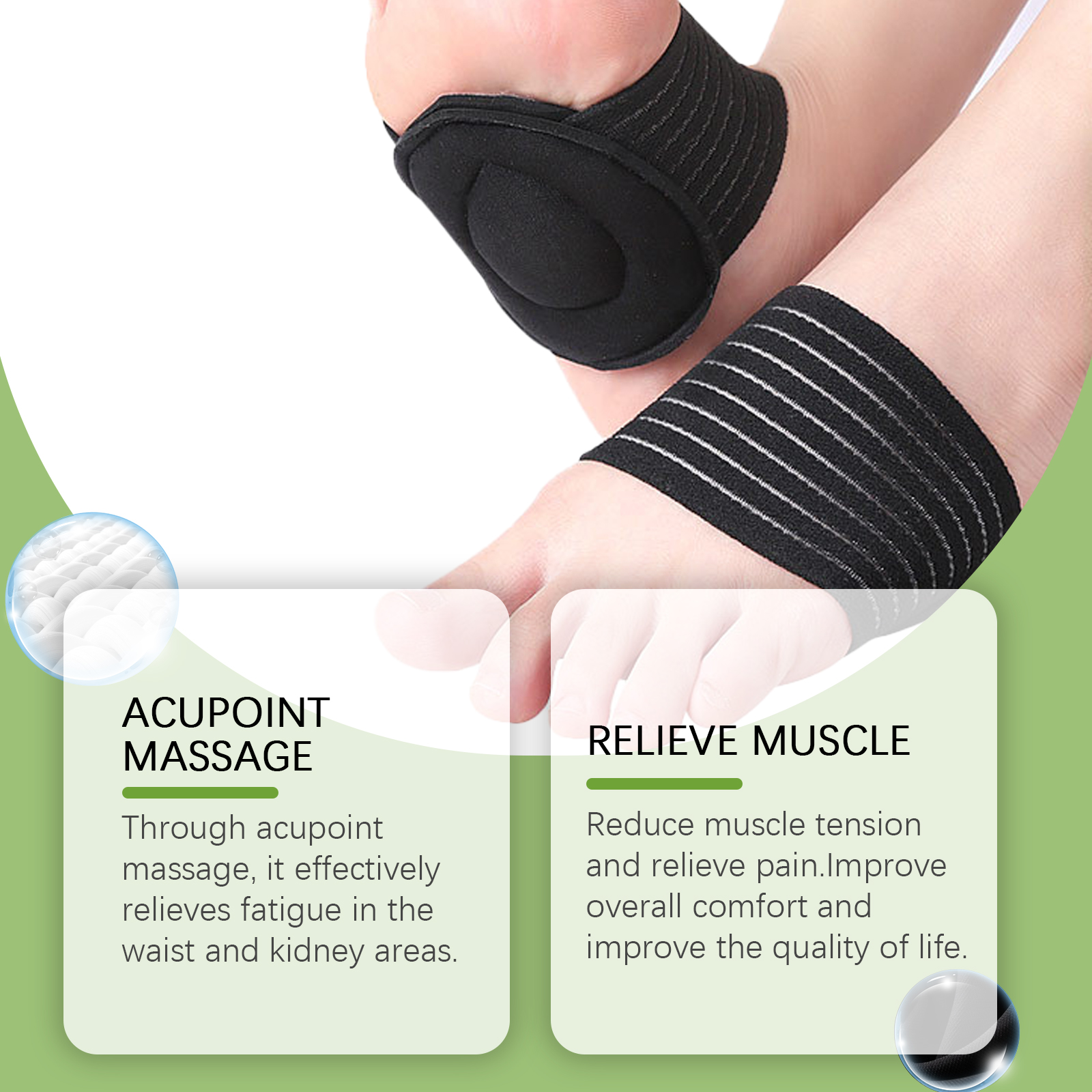 Close-up of black padded acupressure center