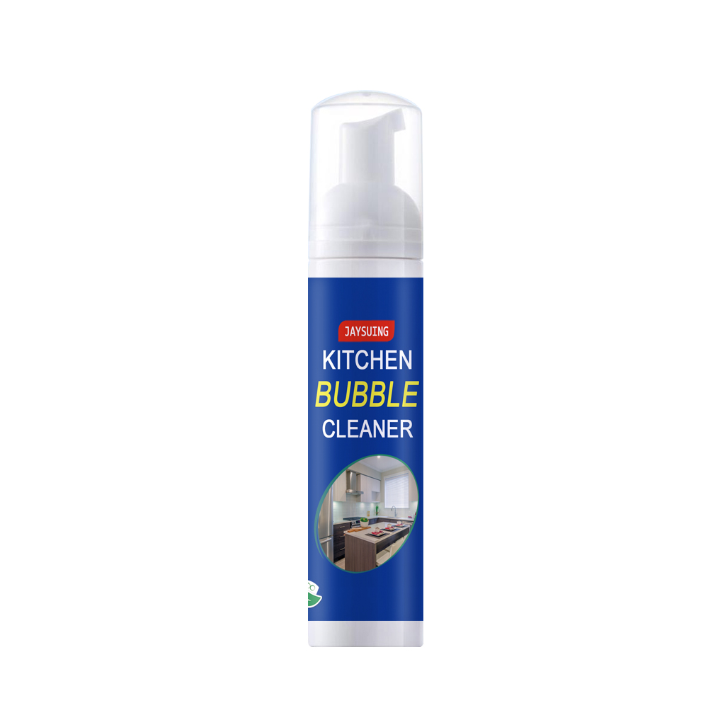 White foaming pump on blue cleaner bottle