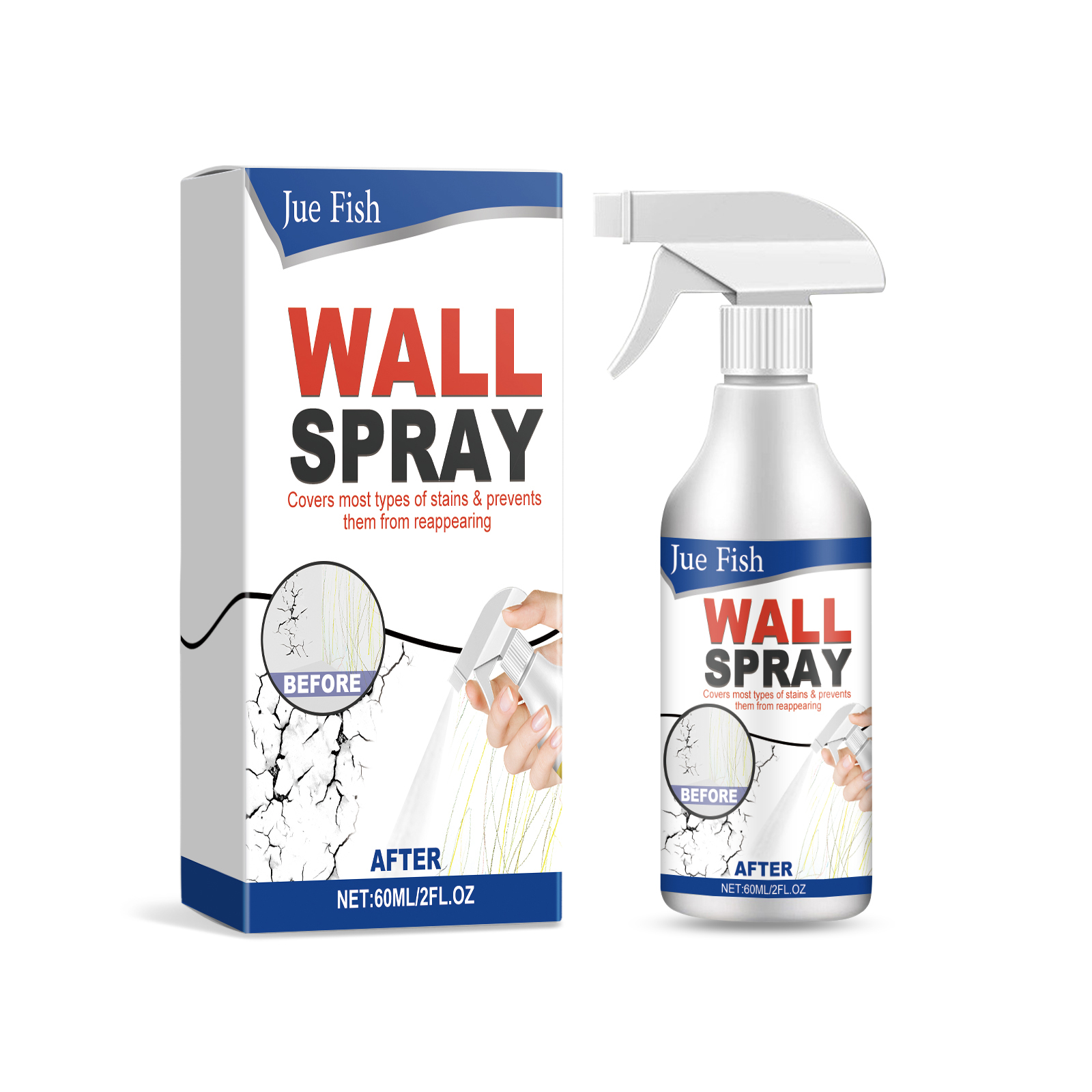 Wall spray bottle and retail carton stored together