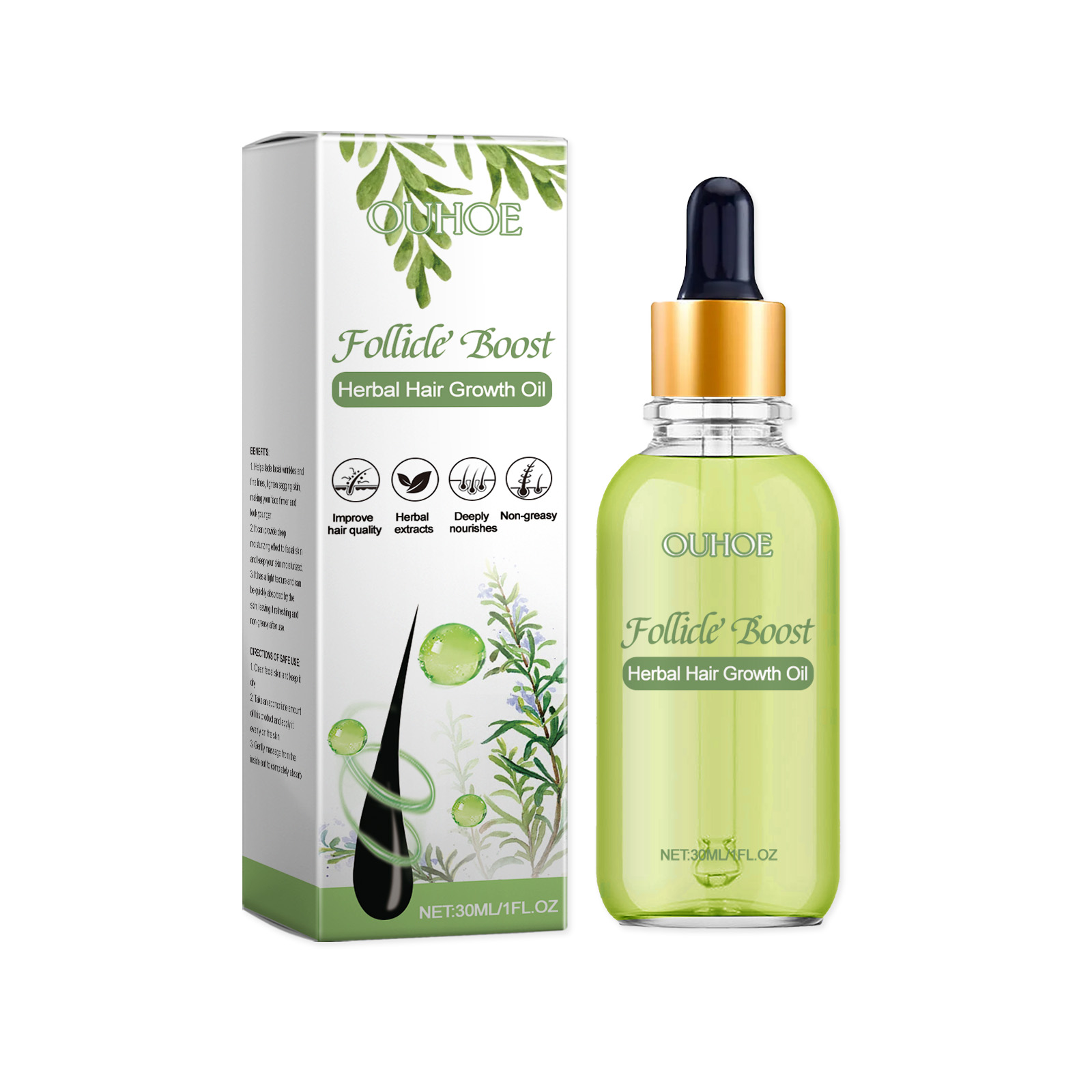 Silicone-free herbal oil with coordinated box