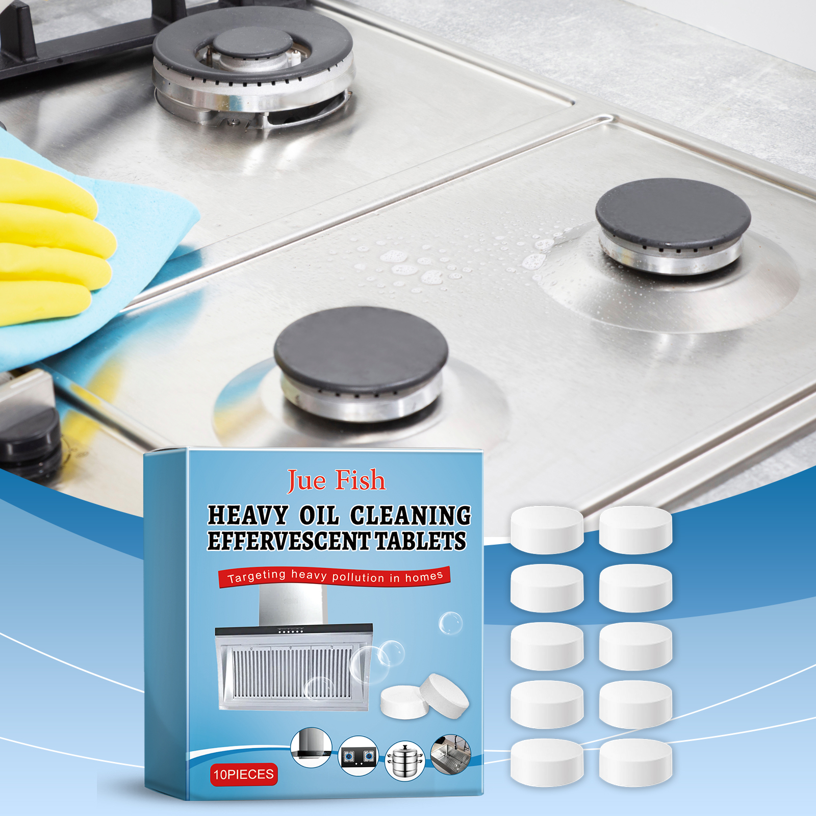 Greasy stovetop prepared for tablet cleaning solution