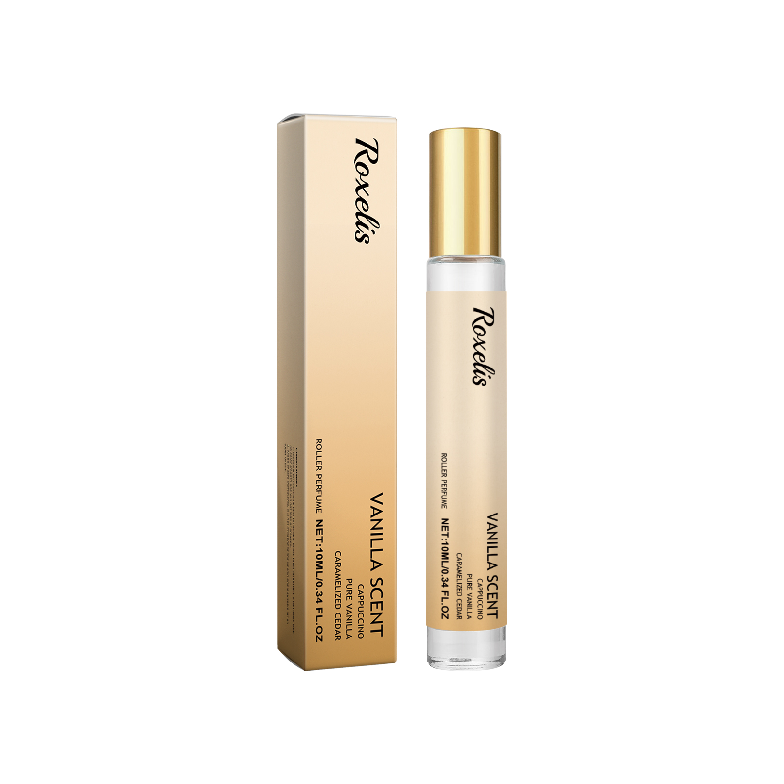 Frosted roller perfume bottle with polished gold cap