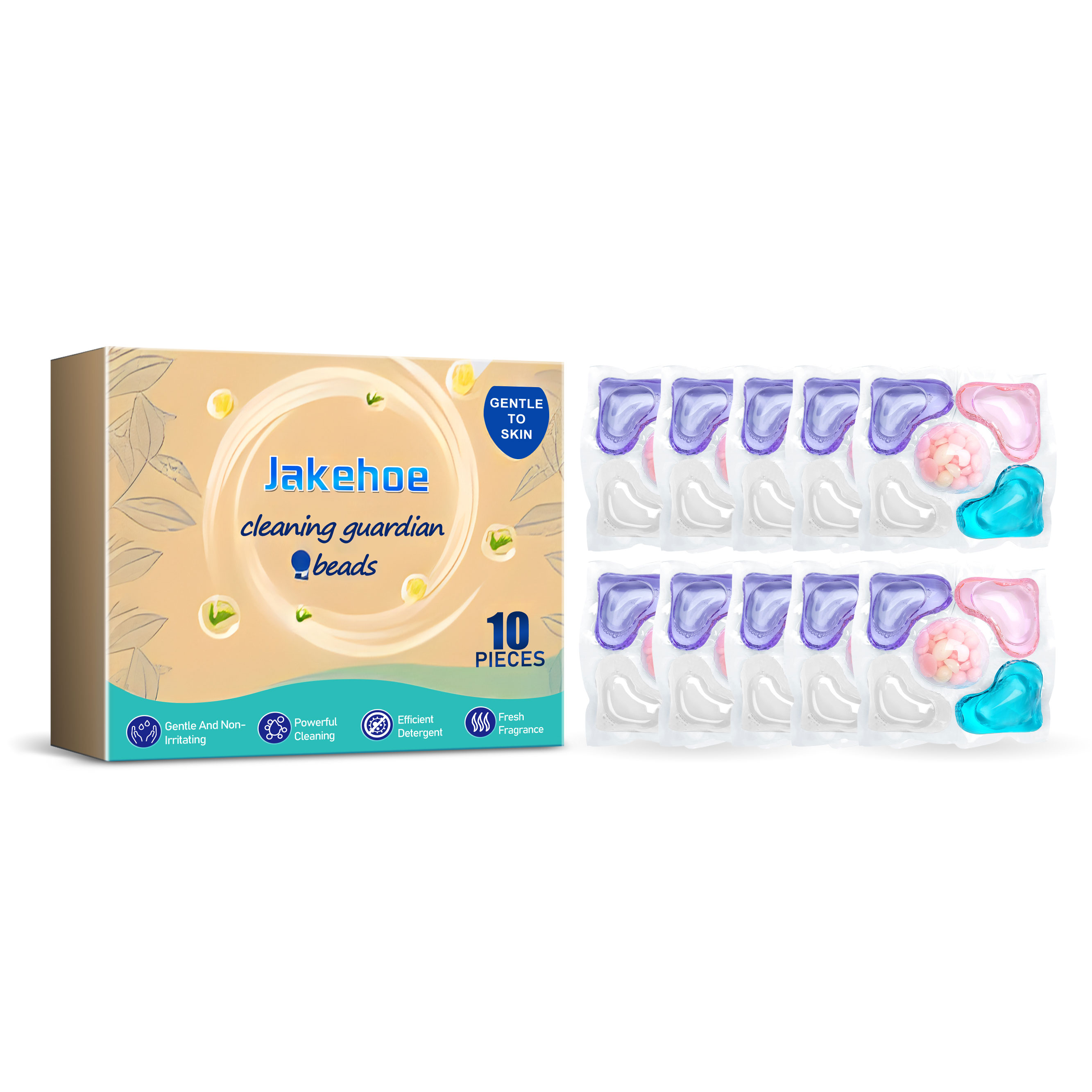 Individual colorful gel beads in clear compartments