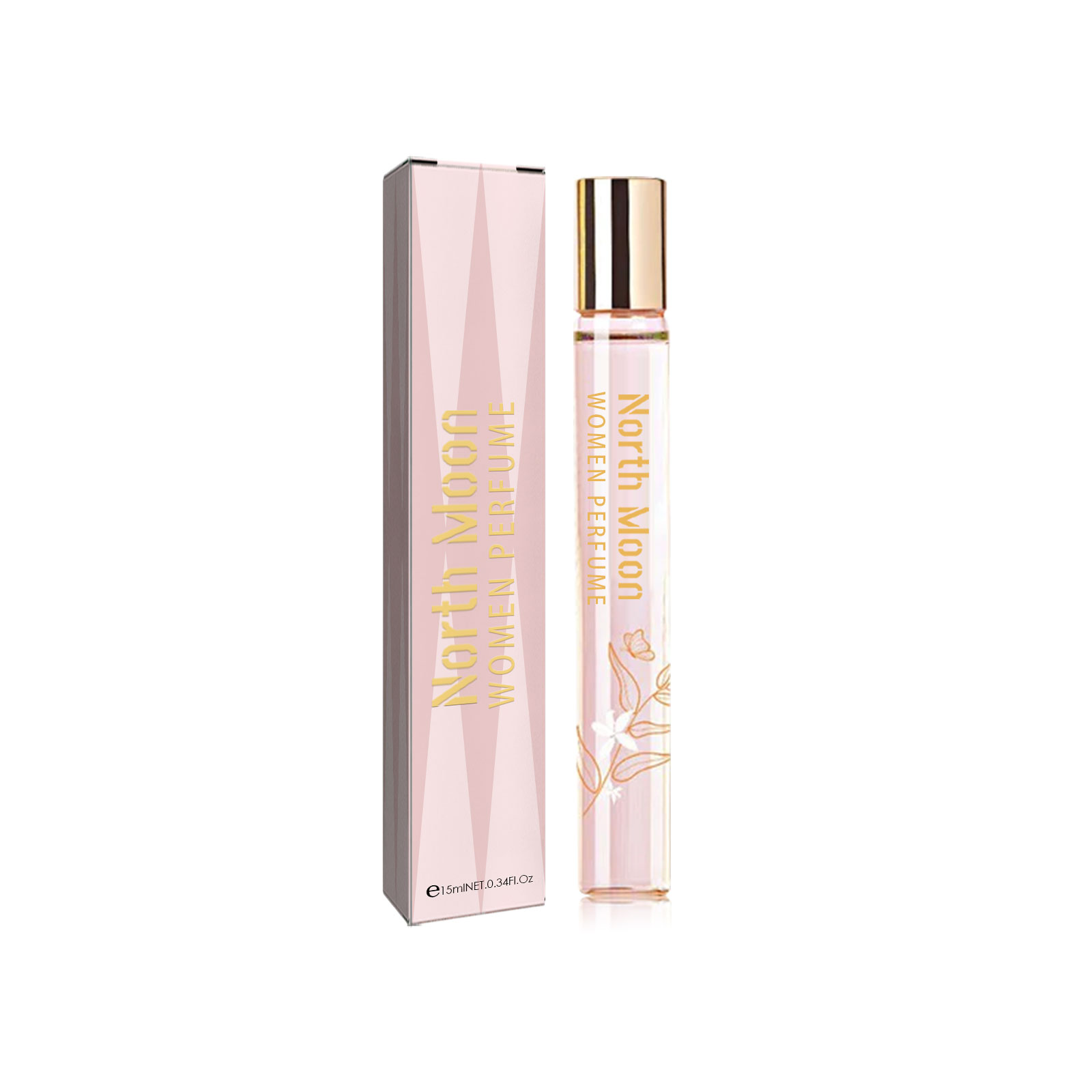 Slim North Moon perfume bottle with matching pink box