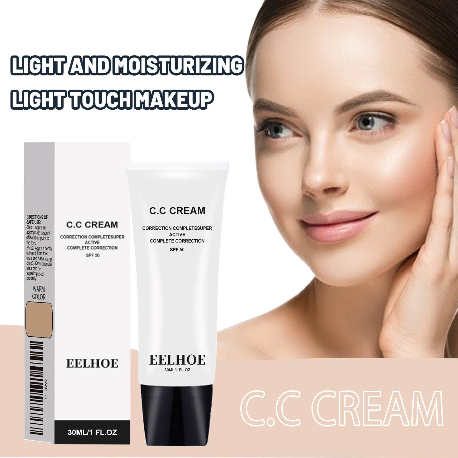 Radiant natural-looking complexion beside EELHOE CC cream