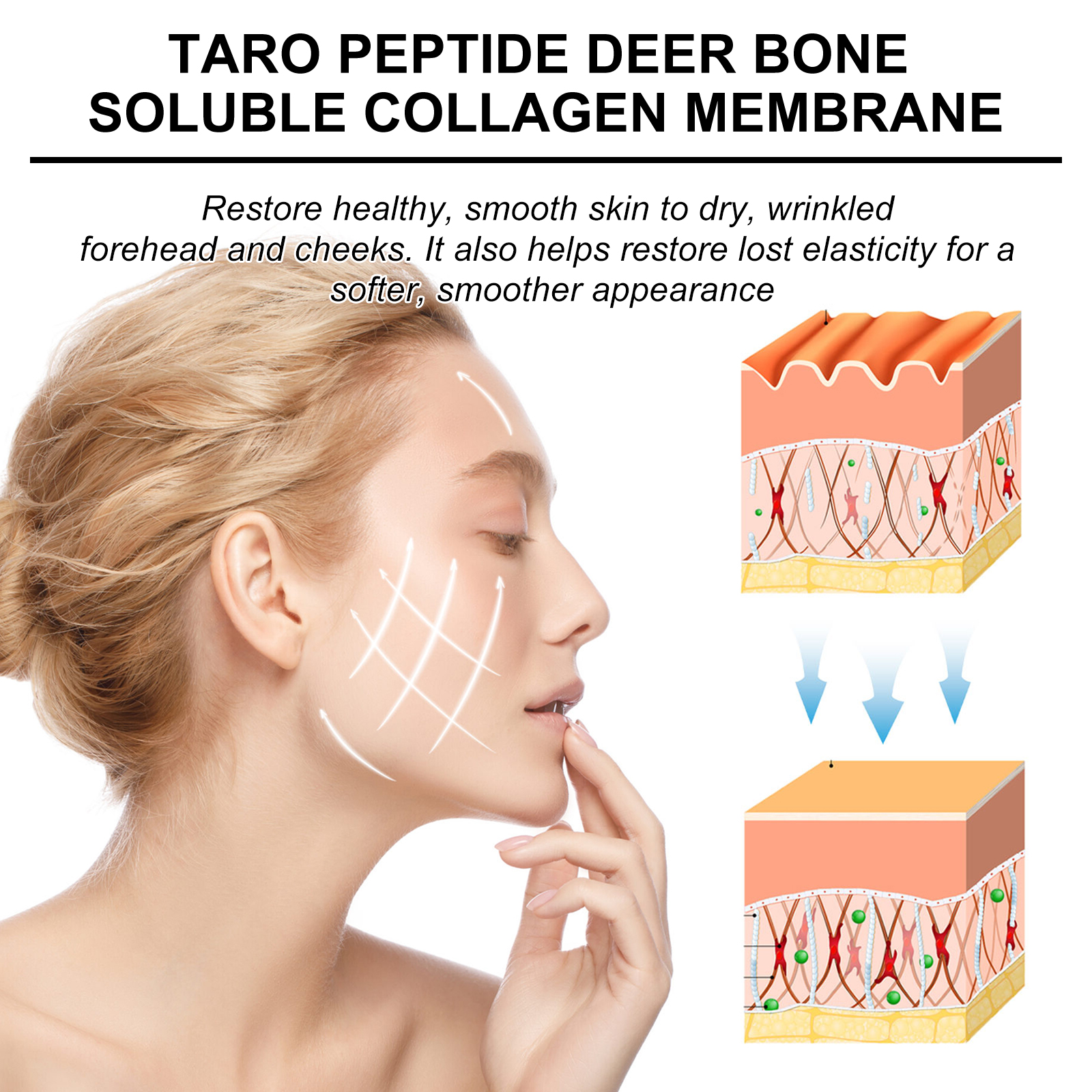 Skin layer illustration beside facial treatment model