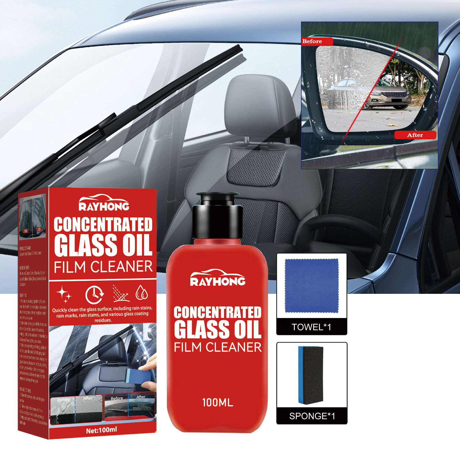 Concentrated Glass Oil Film Cleaner To Remove Oil And Rain C