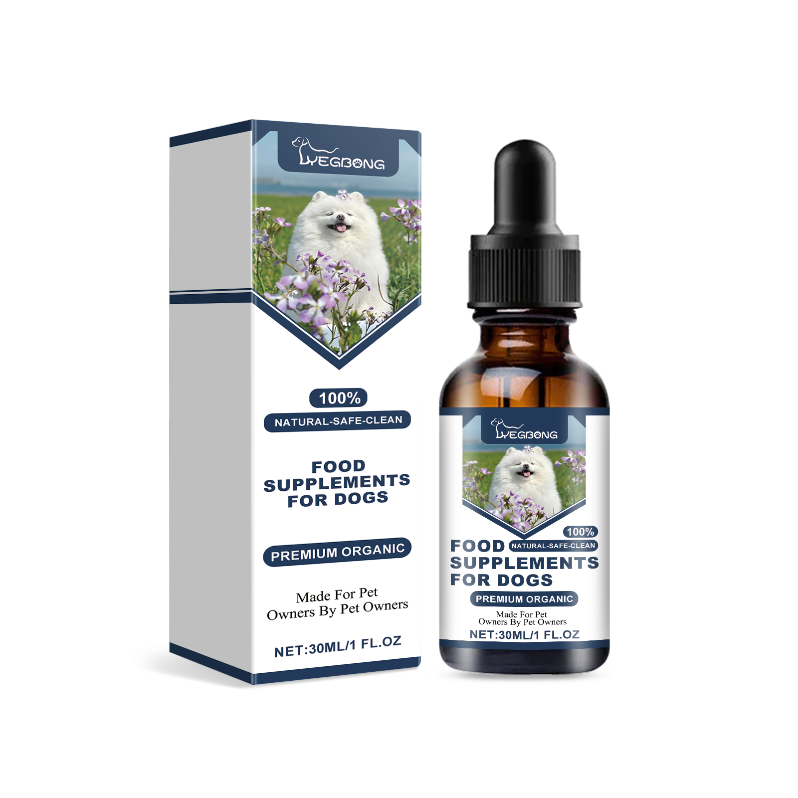 Dog supplement bottle and carton presentation