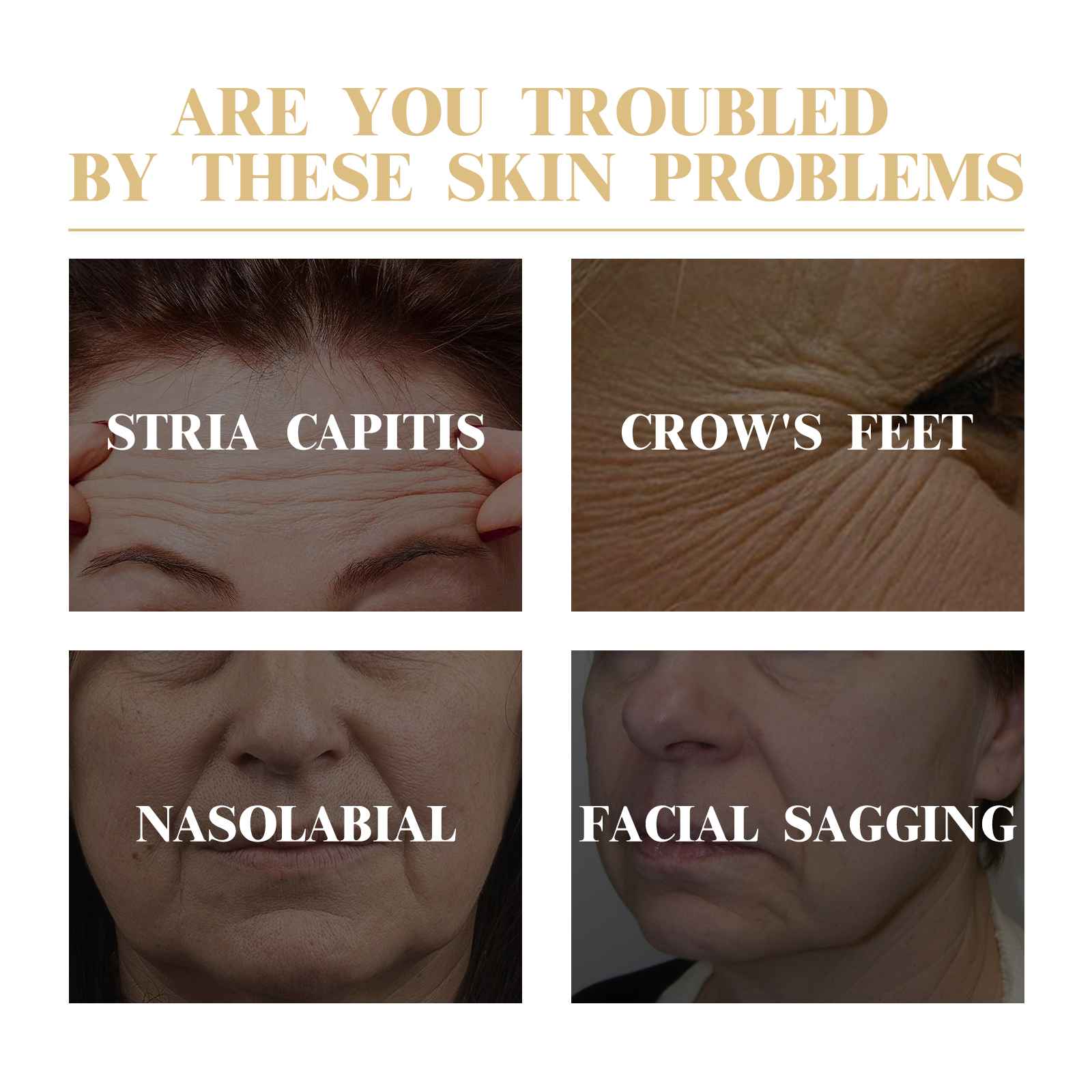 Gold and cream collagen mask packaging detail