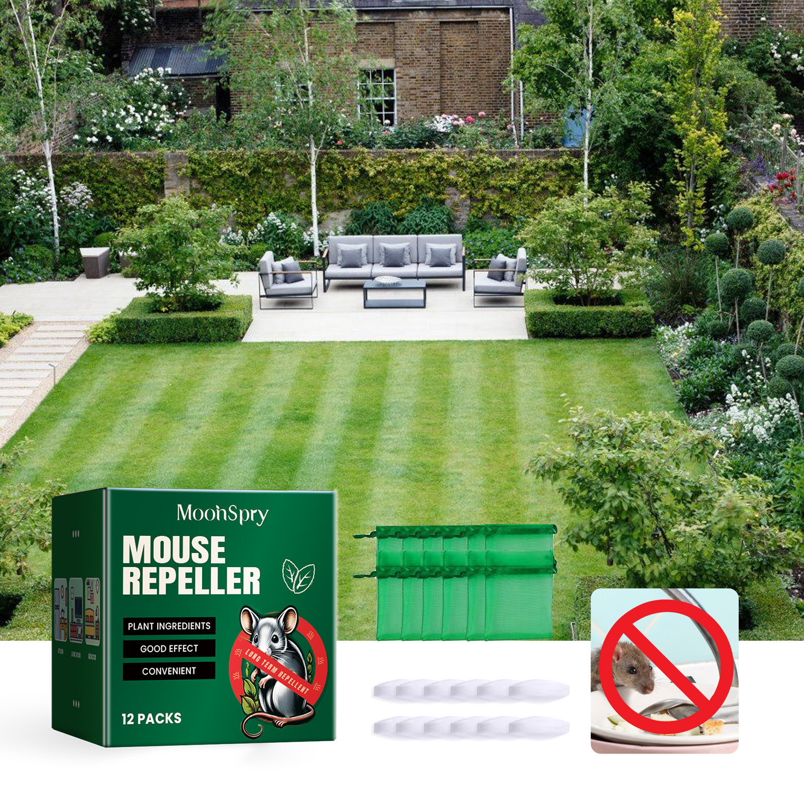 Mouse repellent kit staged for outdoor placement