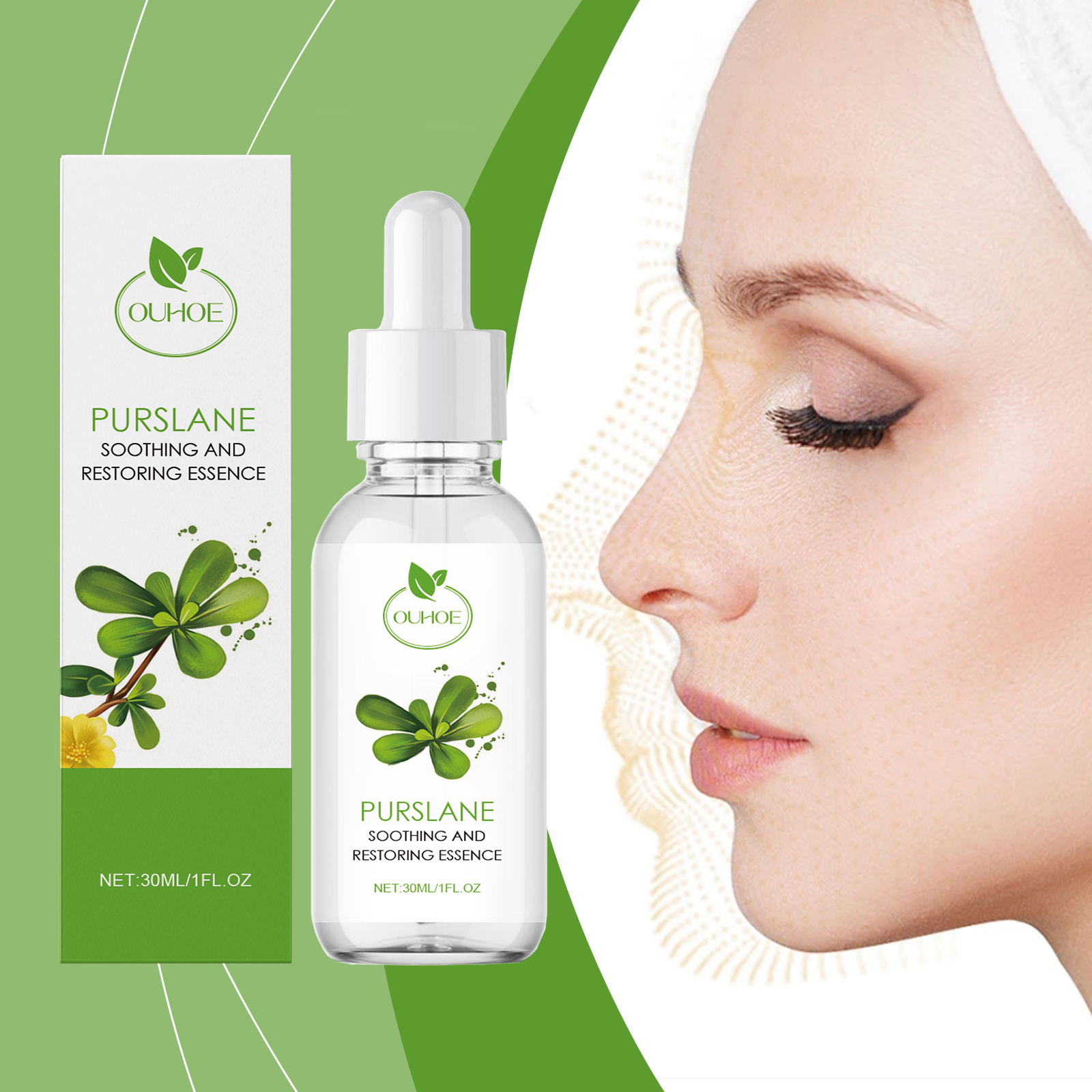 Lightweight purslane serum in a calm facial routine