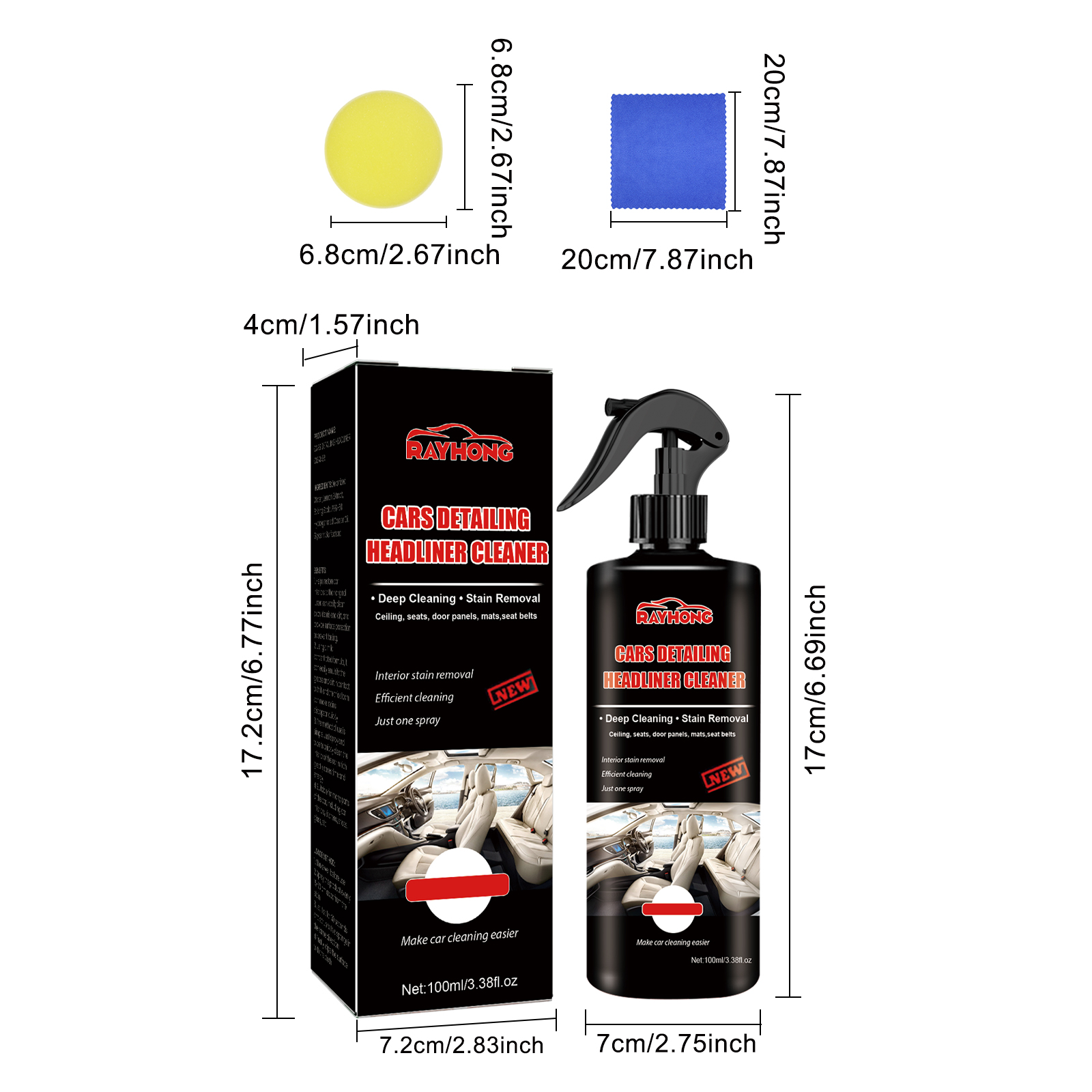 Multi-surface foam cleaner for car interior care