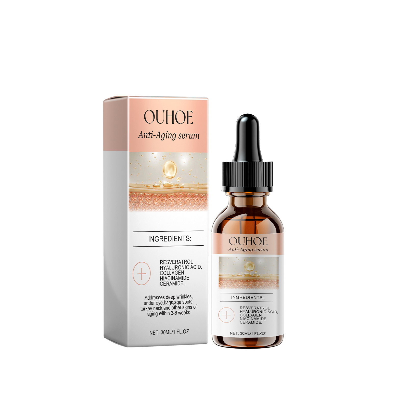 Serum bottle and carton in compact premium presentation