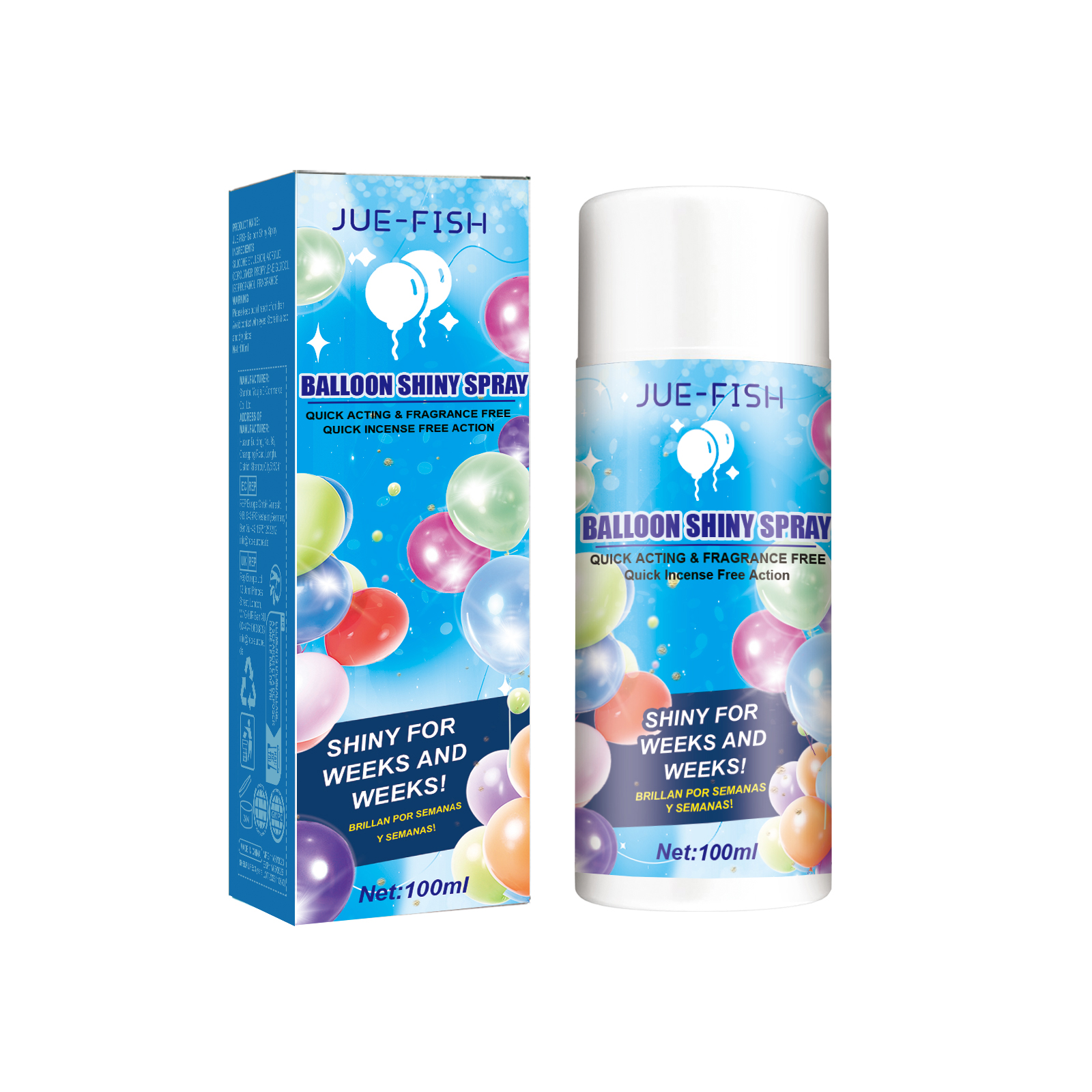 Aerosol balloon spray packaging showing fragrance-free claim