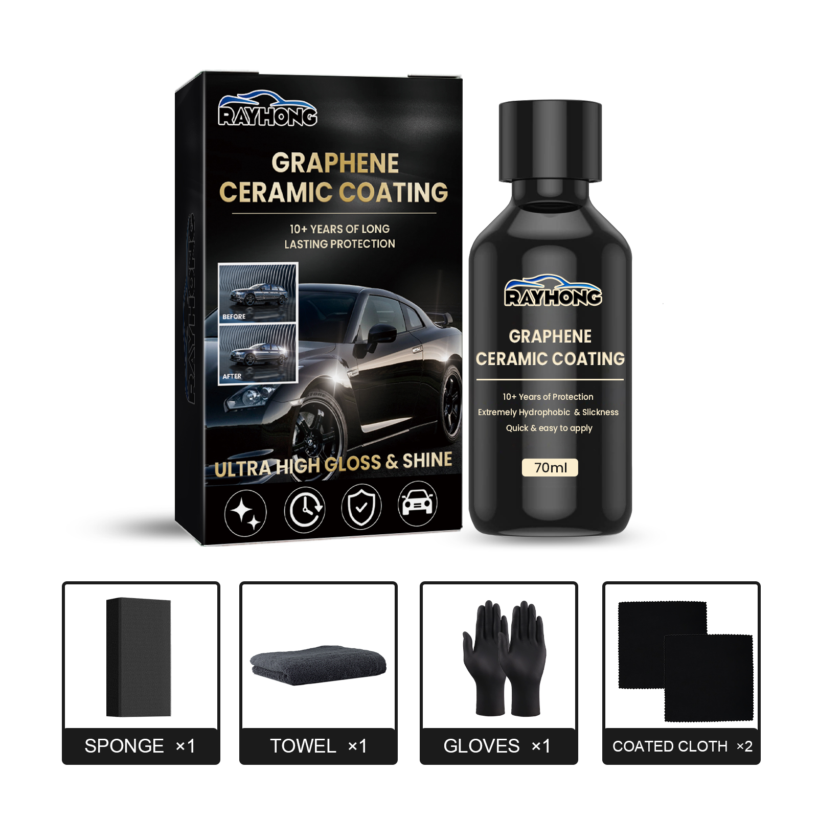 Complete six-piece car coating application set