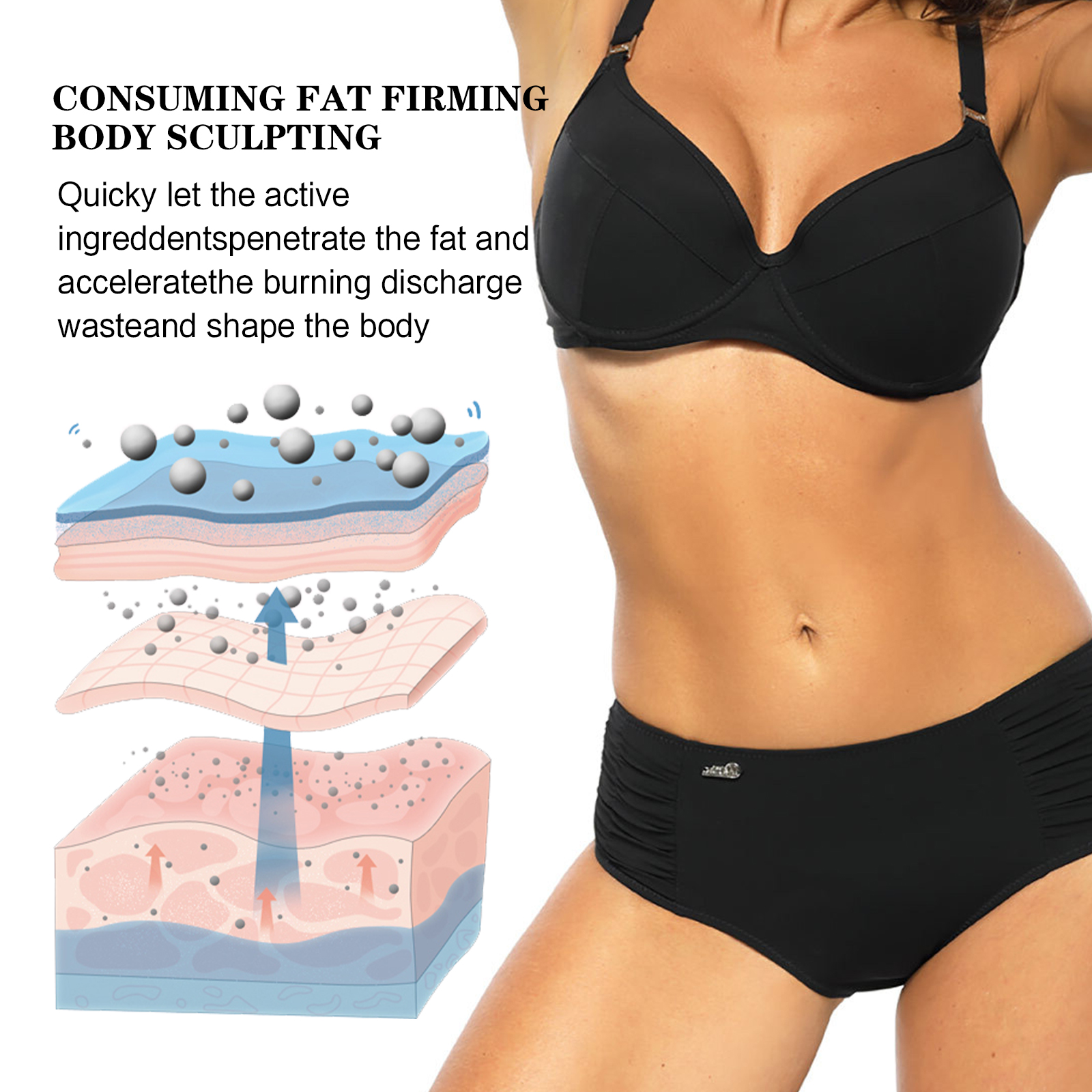 Illustration showing topical waist and abdomen body care