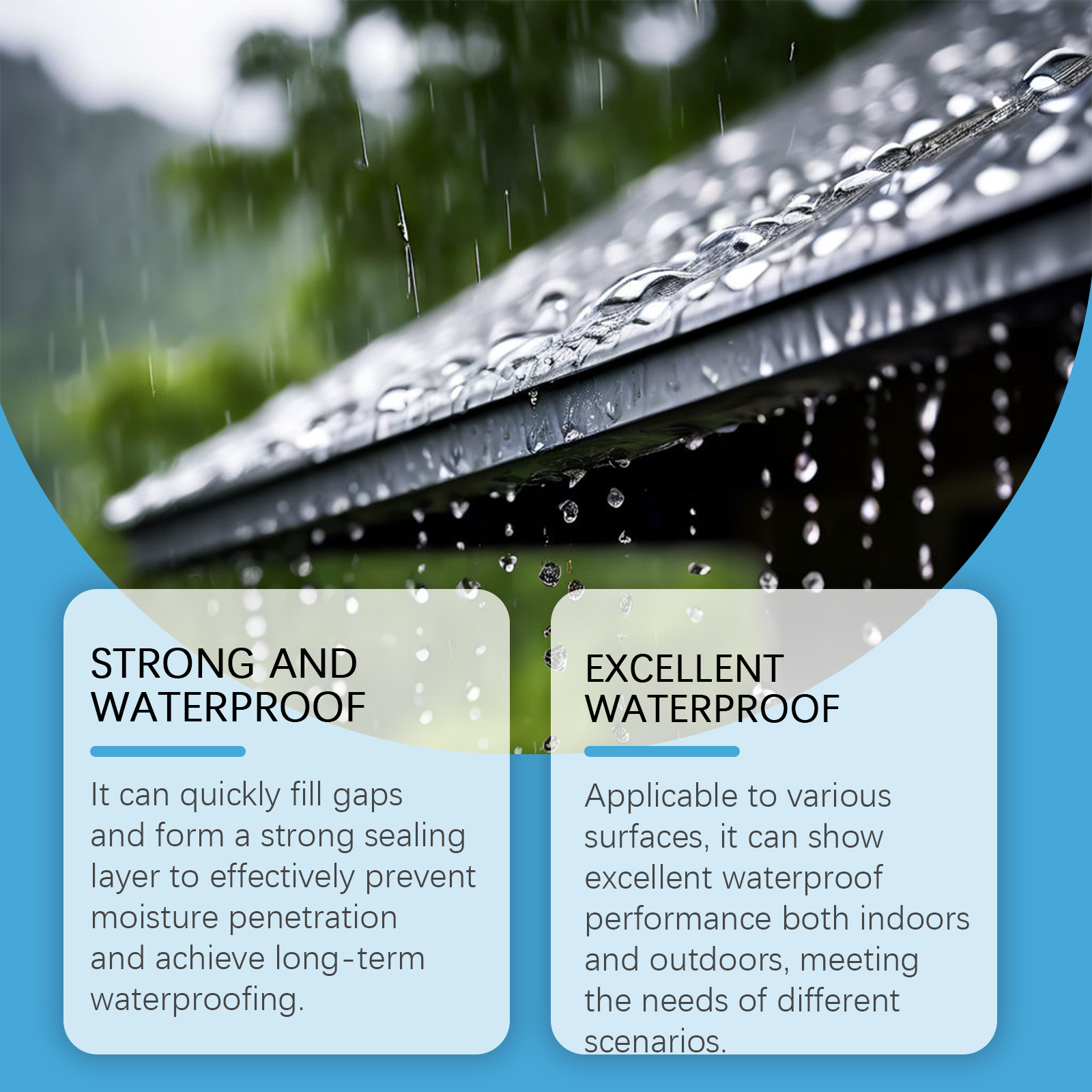 Rainwater beading across treated roof surface