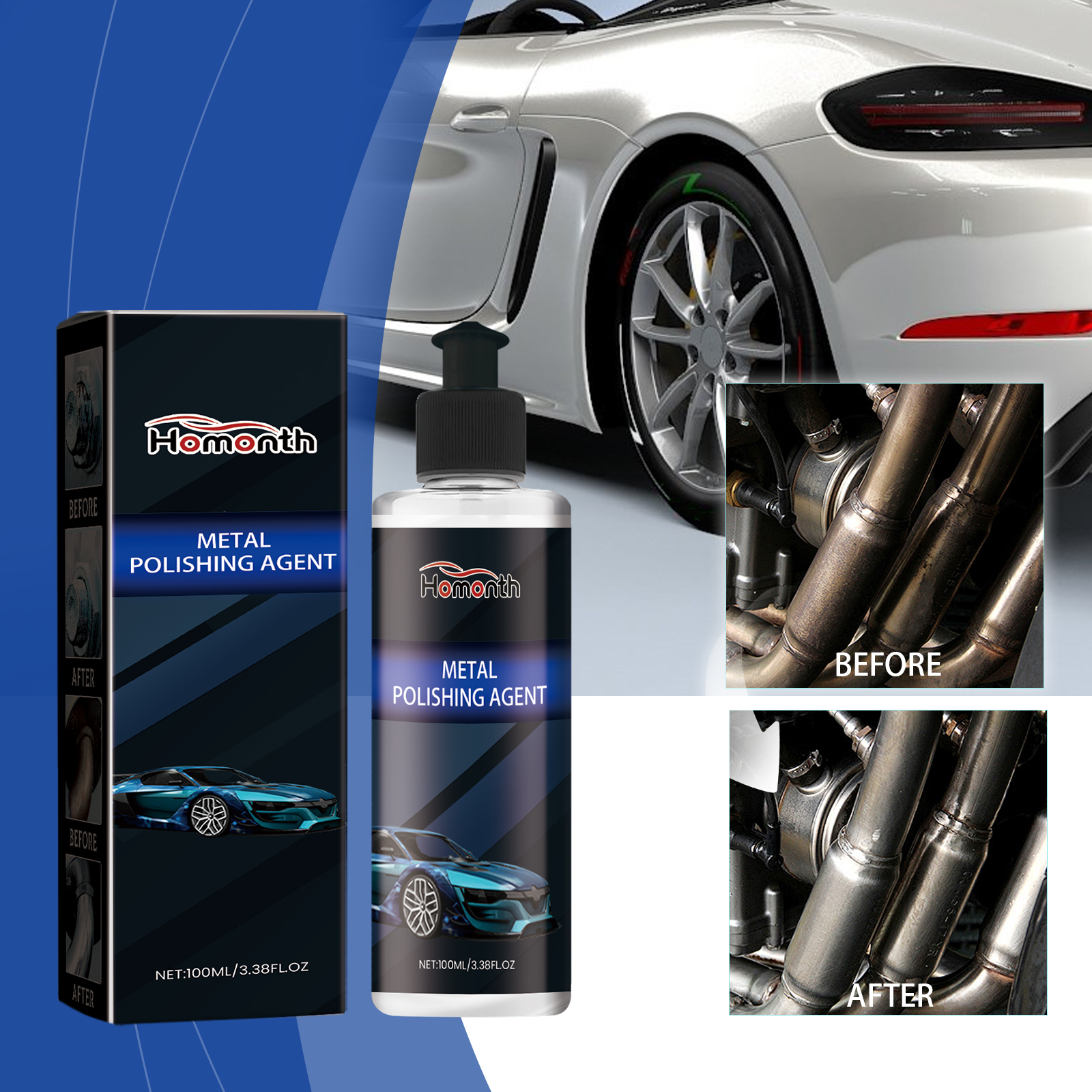 Automotive metal before and after polishing treatment