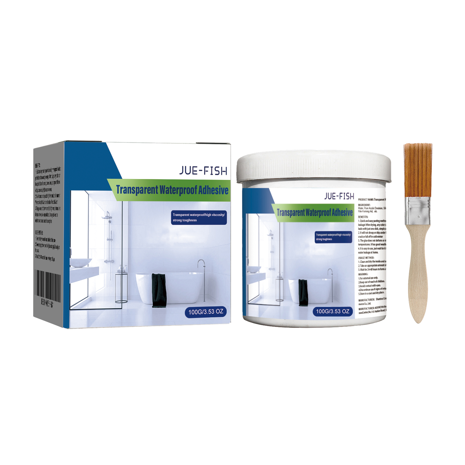 White waterproof adhesive tub with sealed screw lid