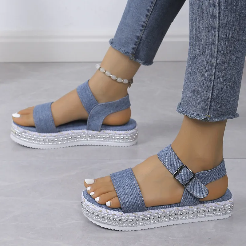 Fashionable and comfortable thick soled glossy women's sandals with fish mouth buckle for women image 5