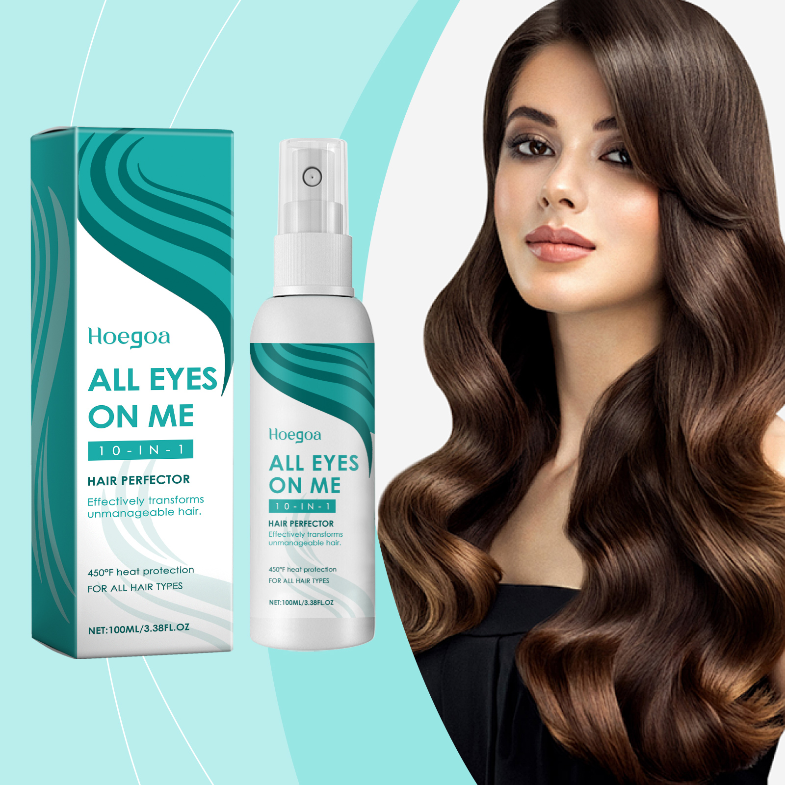 Hair perfector spray beside softly styled waves