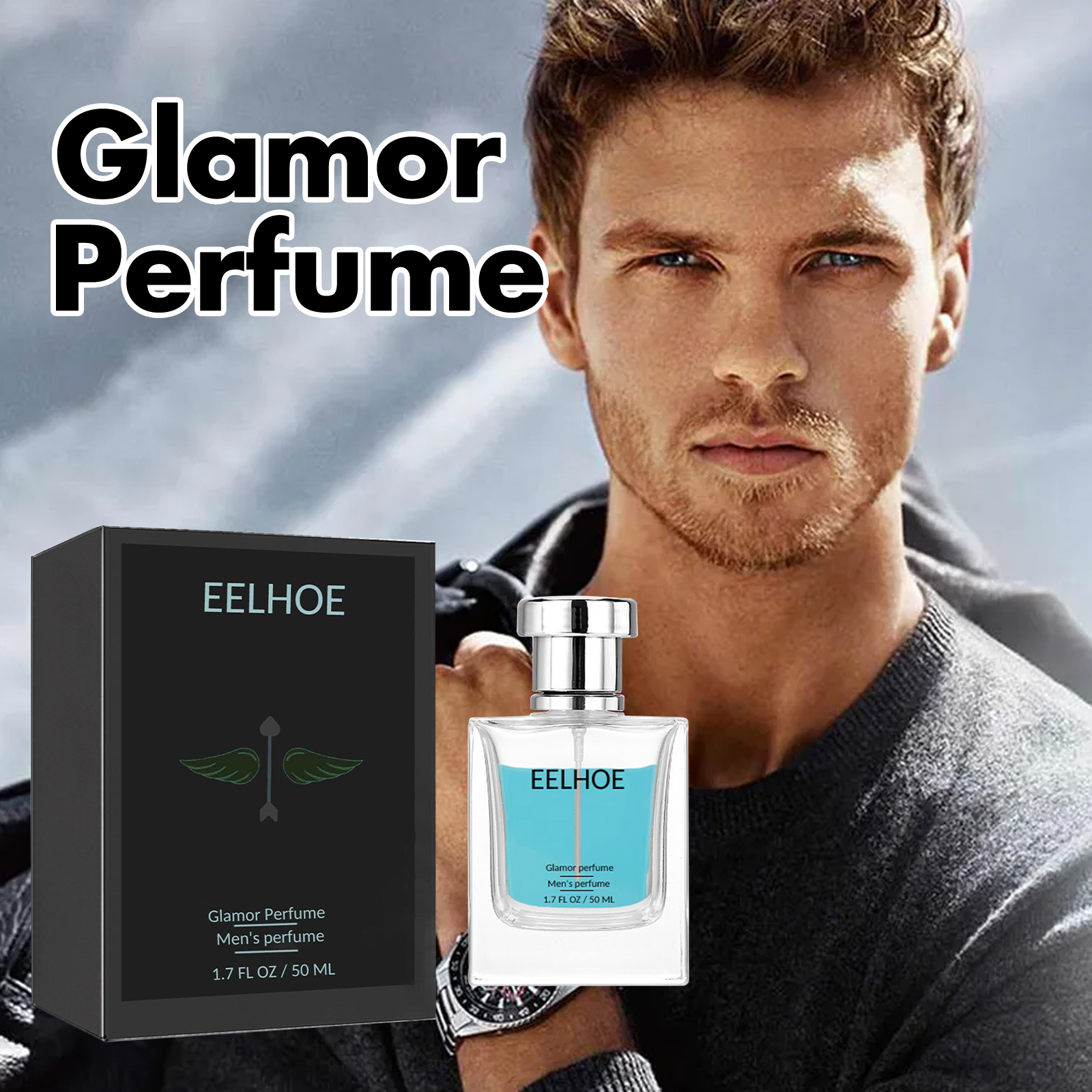 Well-dressed man wearing Glamor perfume outdoors