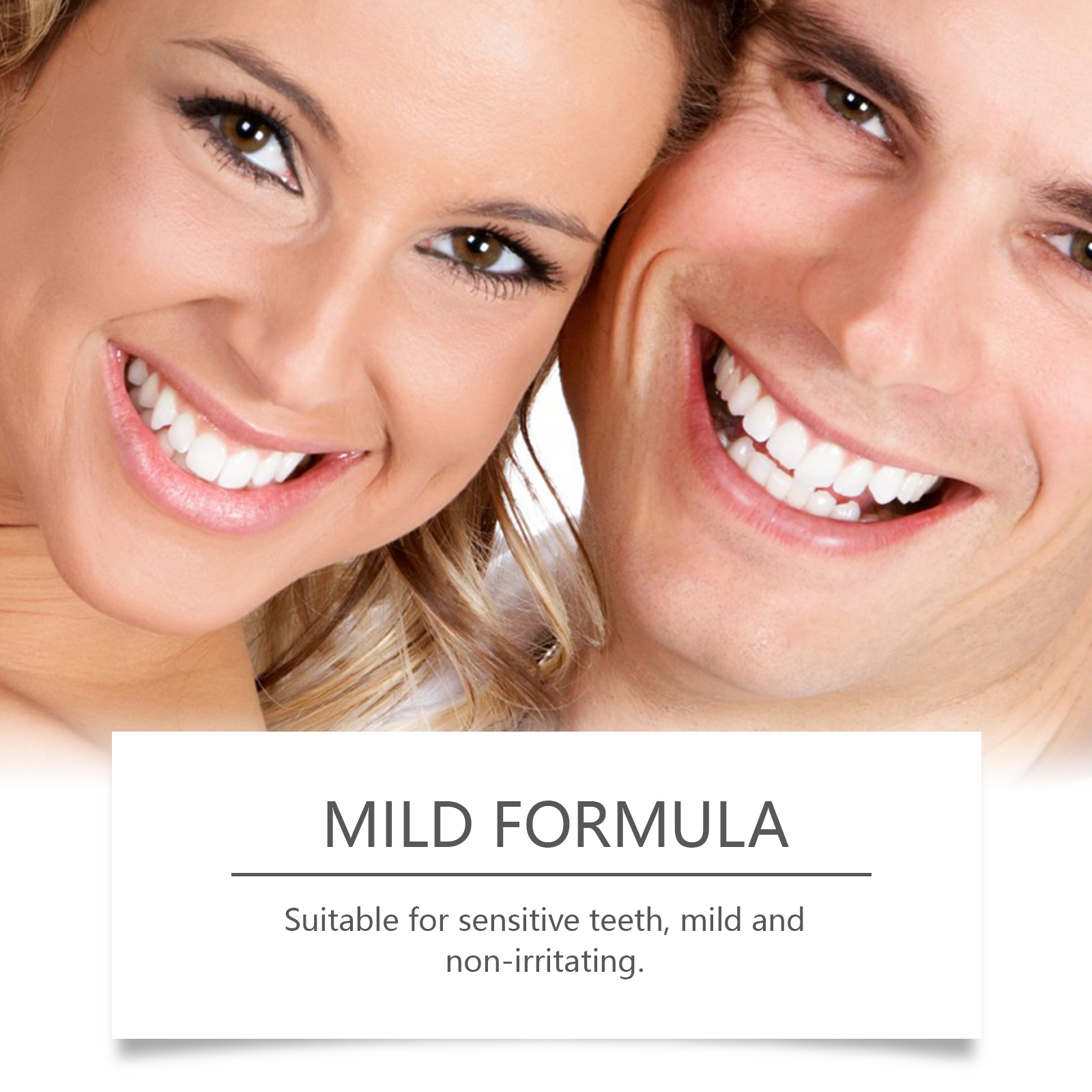 Smiling couple beside mild formula product message
