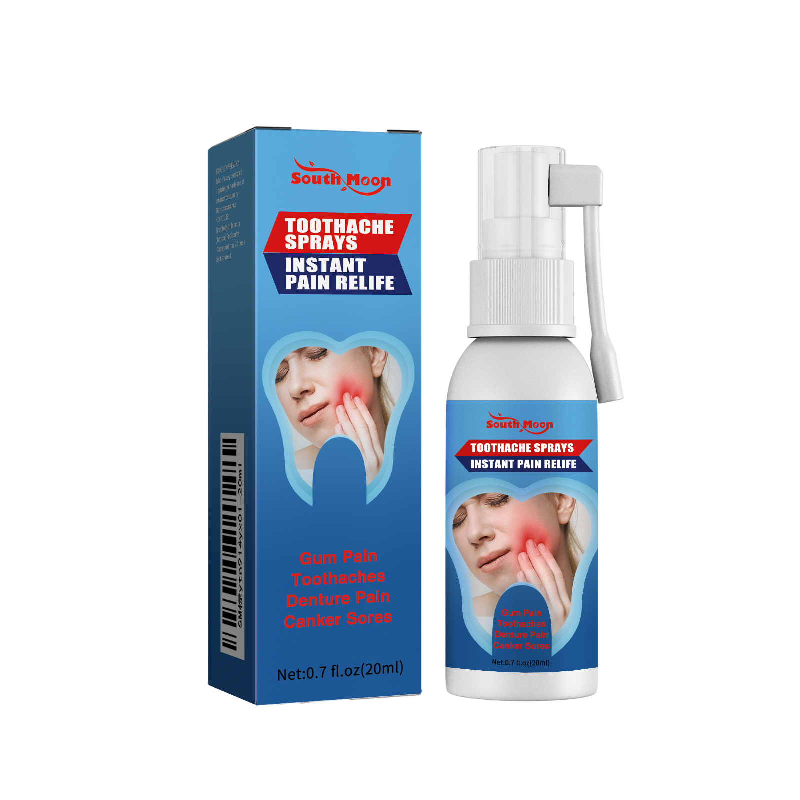 Travel-size oral spray and matching retail box
