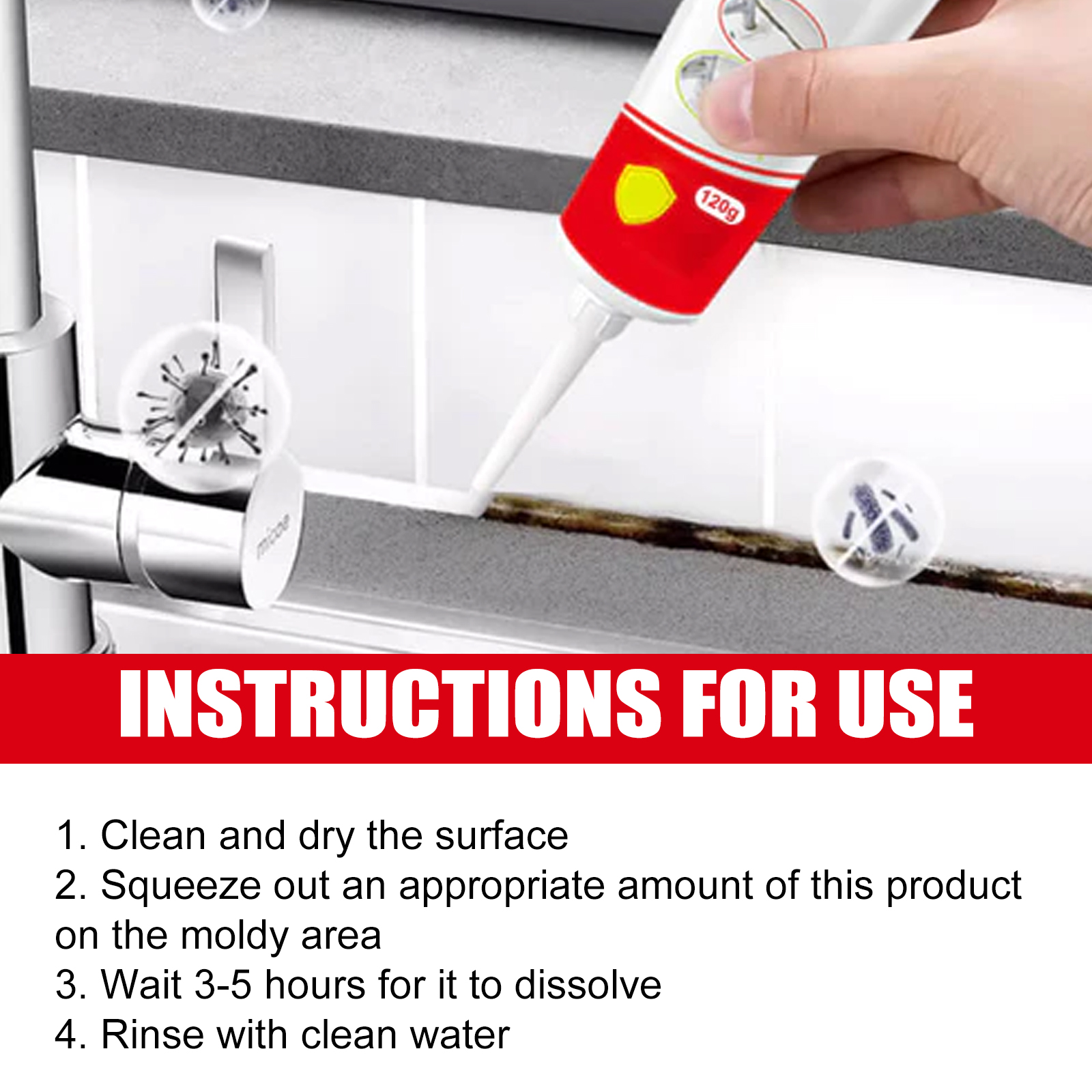 Mildew Remover, Bathroom Kitchen Ceiling Wall Cleaning Stain