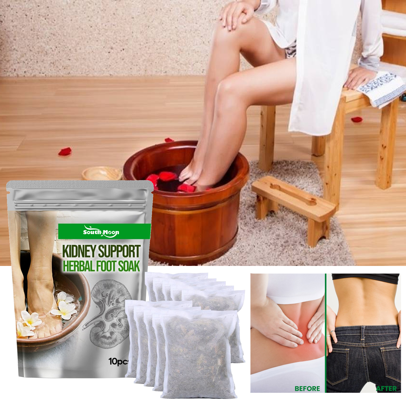Kidney Support Herbal Foot Soak, Body Conditioning To Moistu