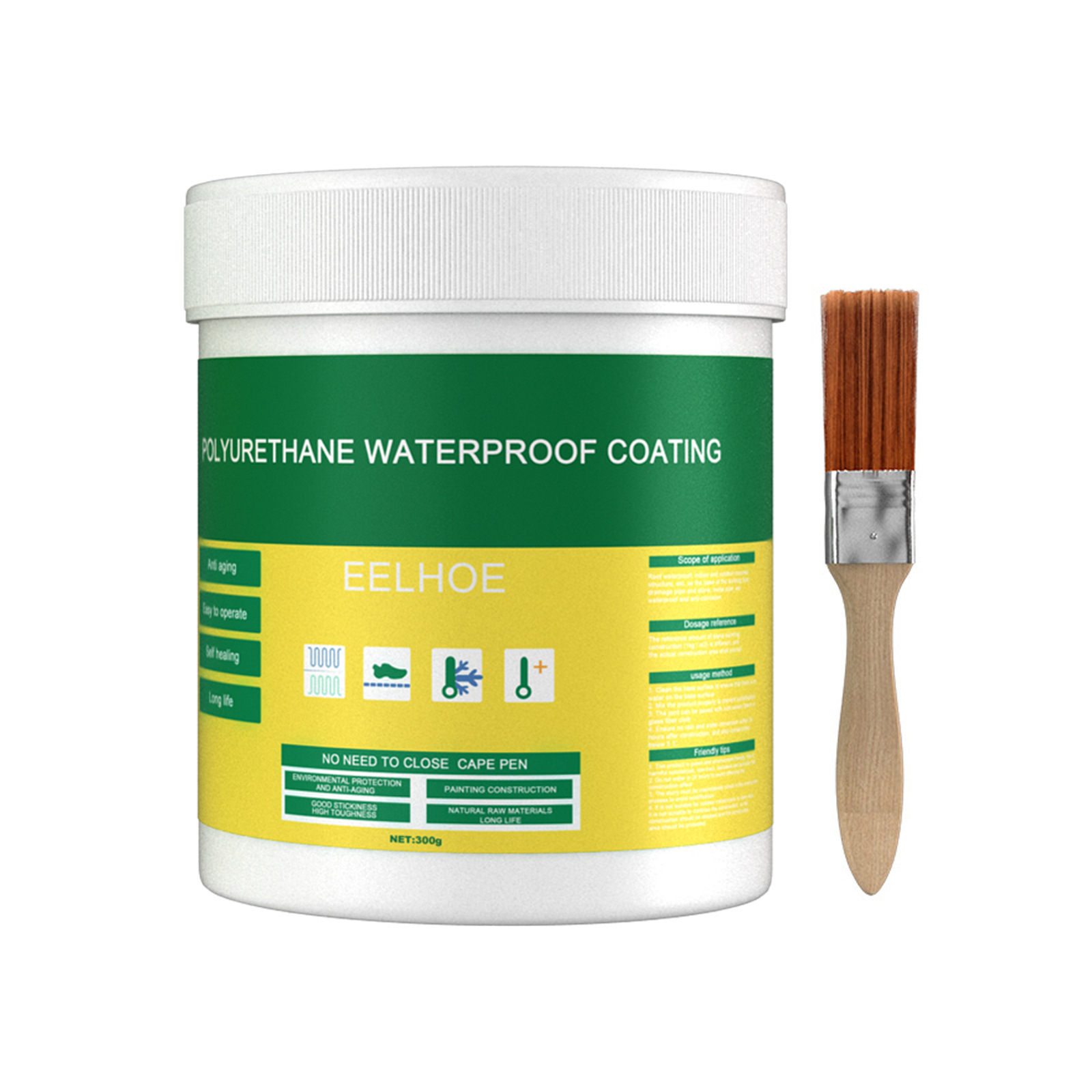 Wide-mouth waterproof coating tub and application brush