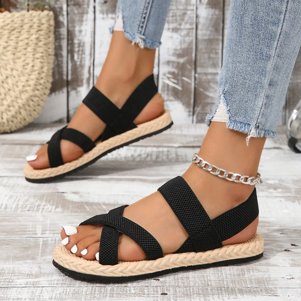Crisscross Open Toe Flat Sandals image 8