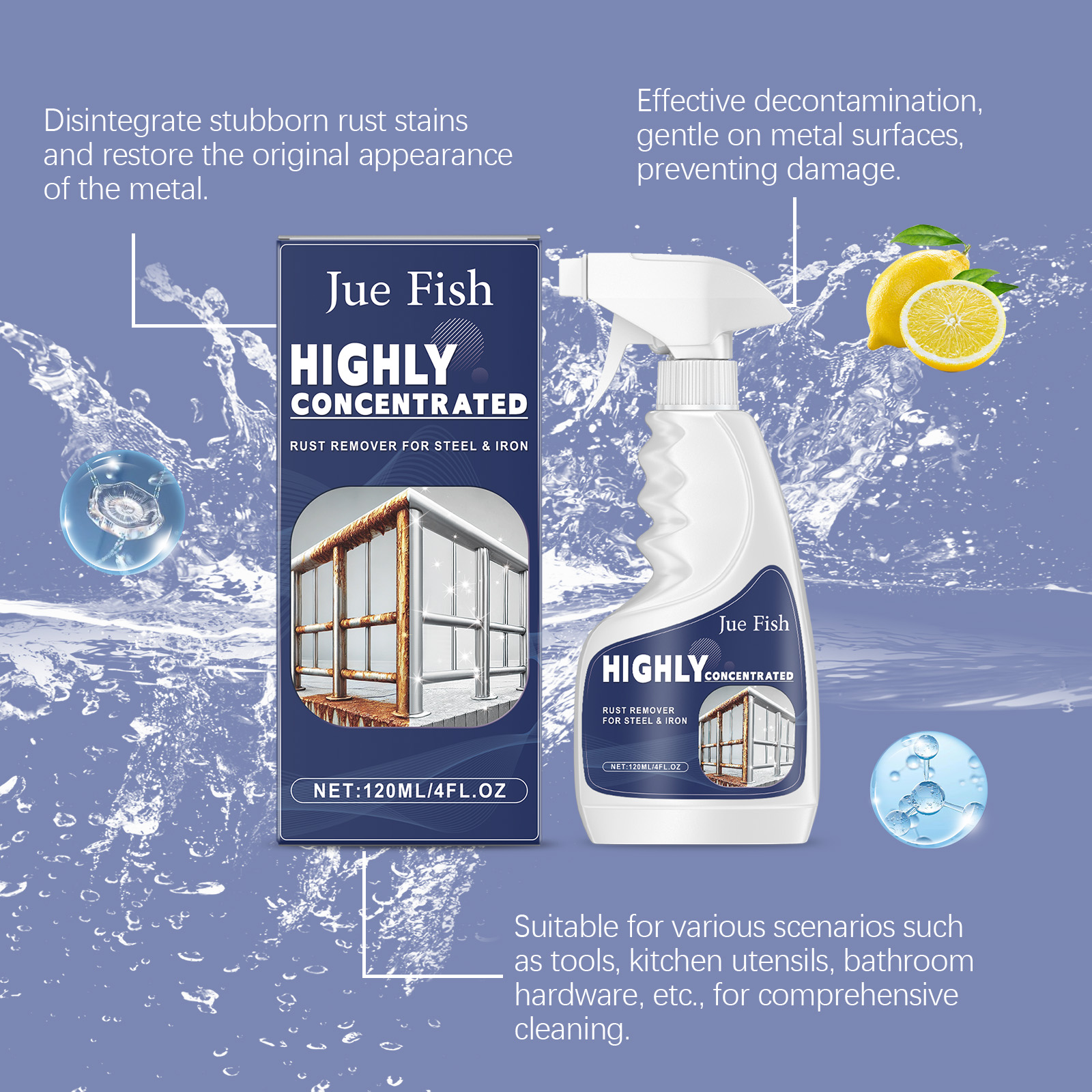 Rust remover for tools utensils and bathroom hardware