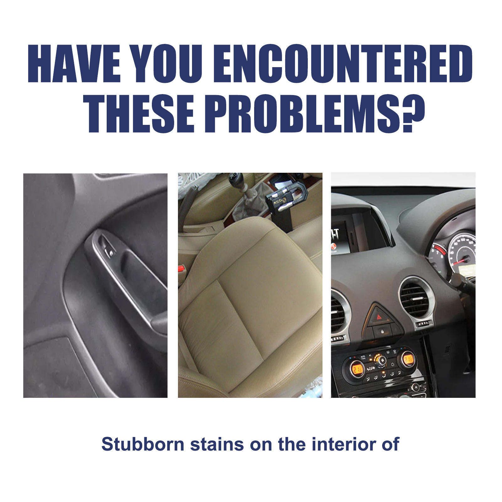 Proteinase car cleaner shown for seats and dashboard surfaces