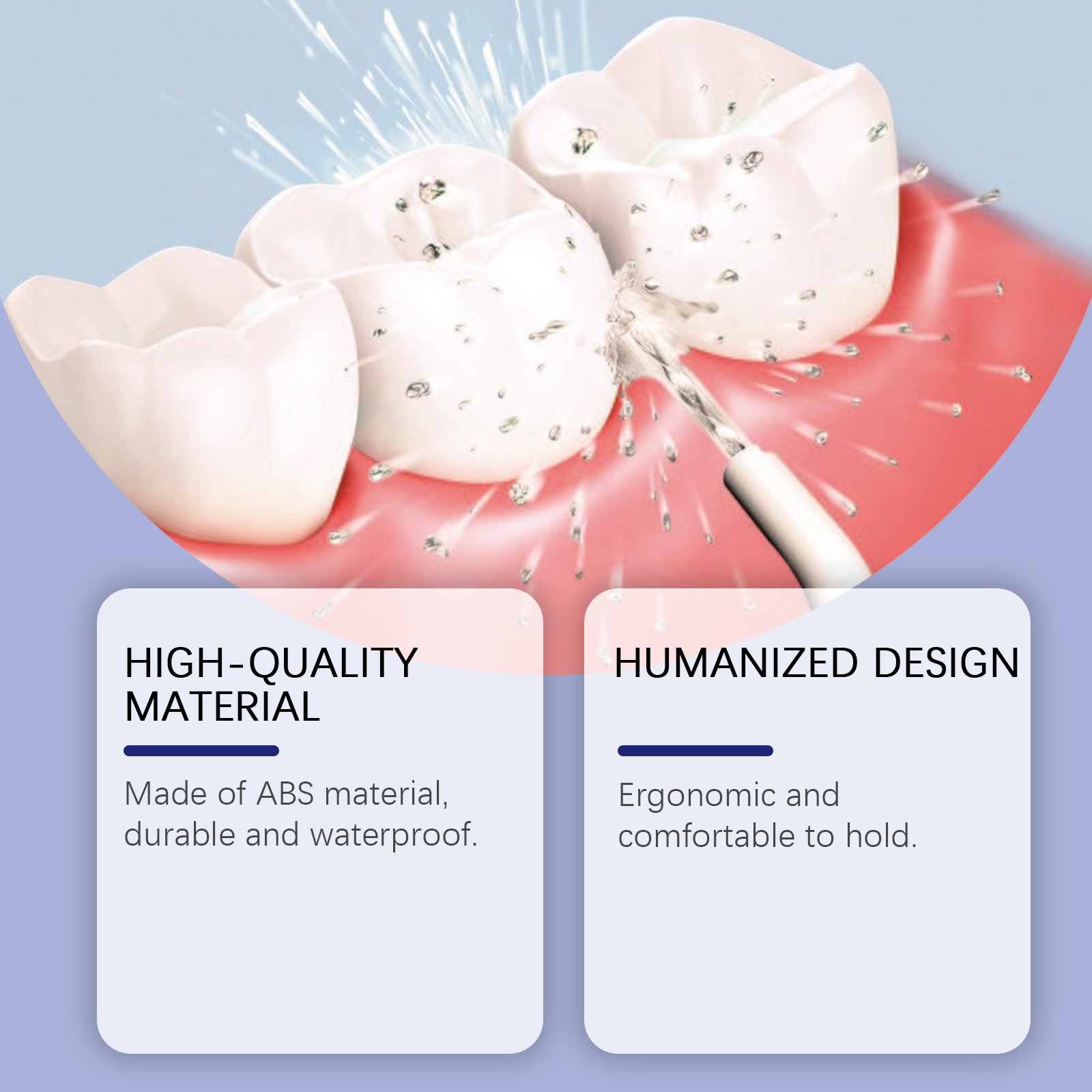 Pointed angled dental cleaner tip detail