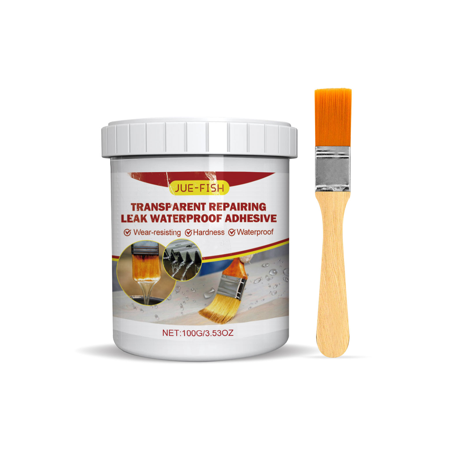 Jue-Fish Transparent Leak Repair Waterproof Glue, Free Smash