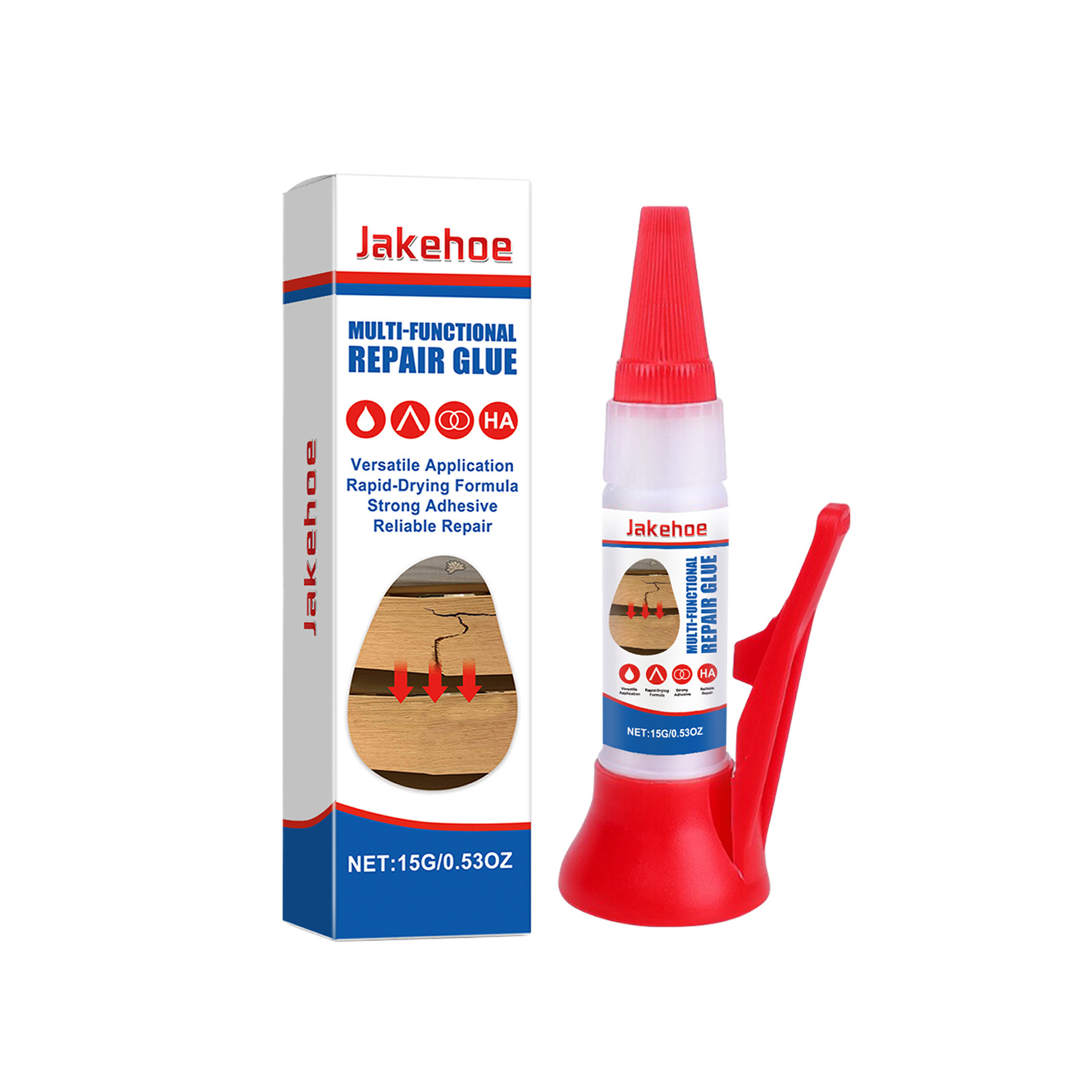 Red and white multi-functional repair adhesive package