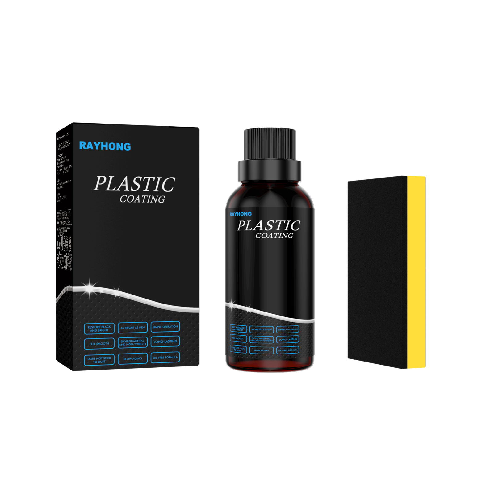 Bottle and rectangular sponge for controlled application